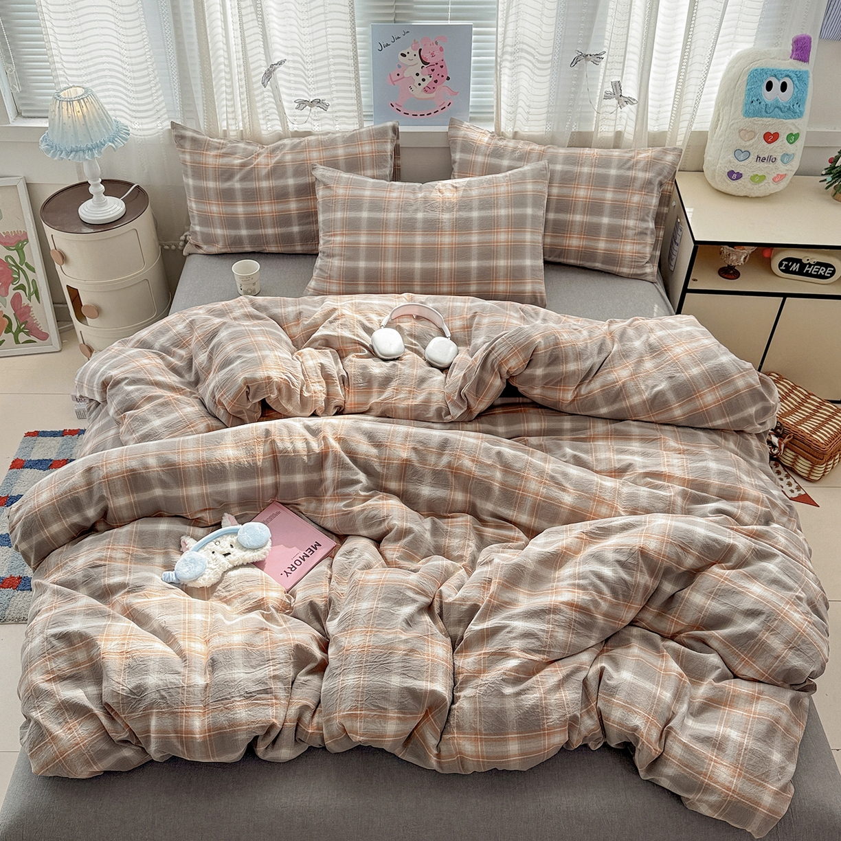 91家纺网 家纺一手货源 找家纺 （总）柠萌家居 2026新款纯棉全棉A类色织水洗棉四件套（可定制尺寸）