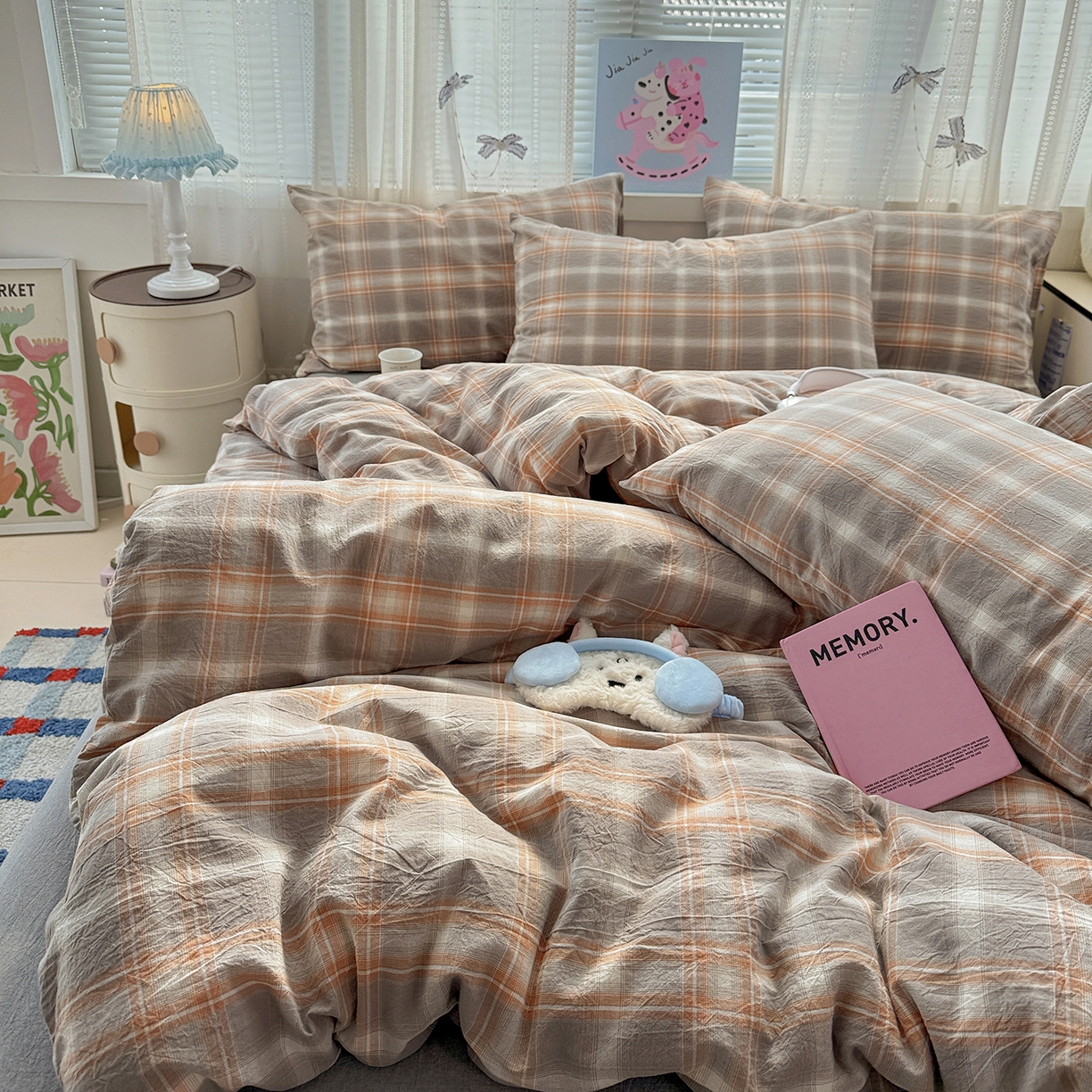 91家纺网 家纺一手货源 找家纺 （总）柠萌家居 2026新款纯棉全棉A类色织水洗棉四件套（可定制尺寸）