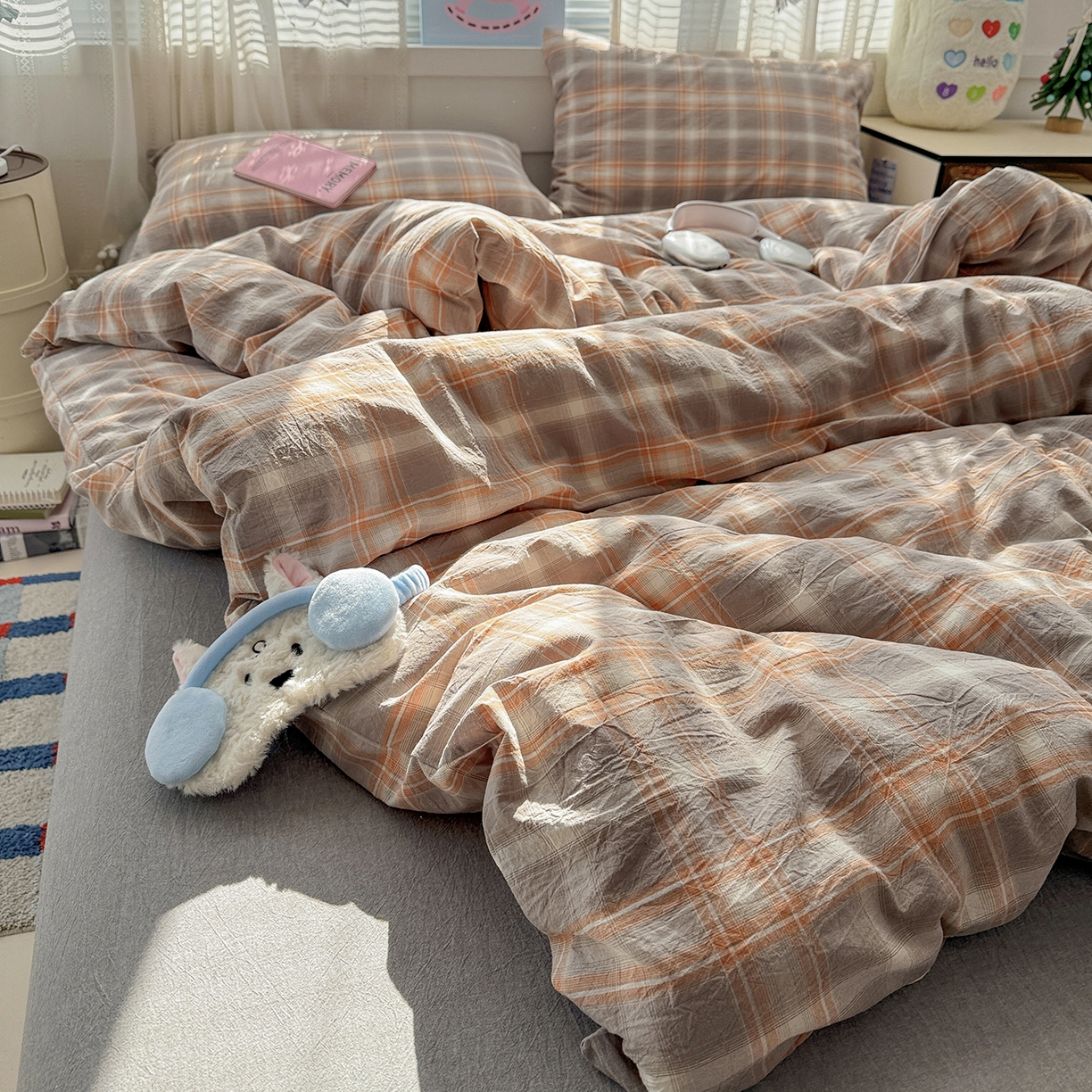 91家纺网 家纺一手货源 找家纺 （总）柠萌家居 2026新款纯棉全棉A类色织水洗棉四件套（可定制尺寸）