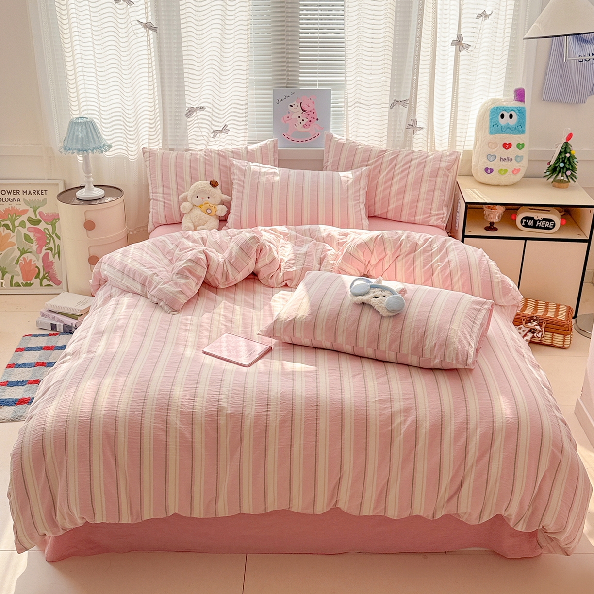 91家纺网 家纺一手货源 找家纺 （总）柠萌家居 2026新款纯棉全棉A类色织水洗棉四件套（可定制尺寸）