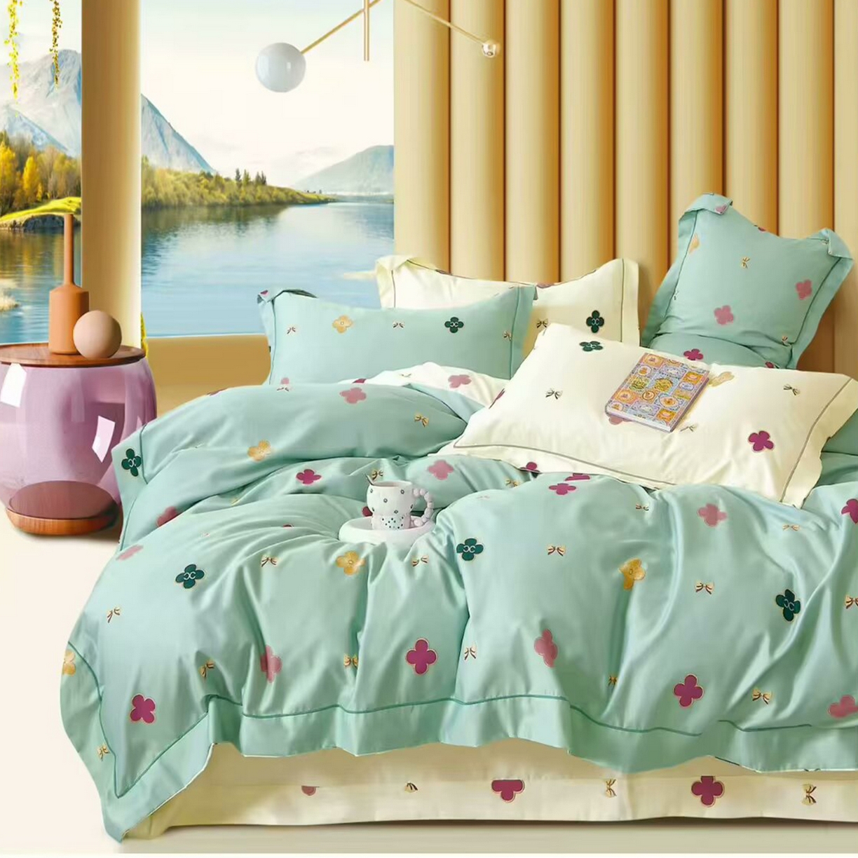 91家纺网 家纺一手货源 找家纺 （总）未来家居 JAMES KELLY （铂金凯丽）2025新款40支13376全棉印染铂金长绒棉四件套-系列6