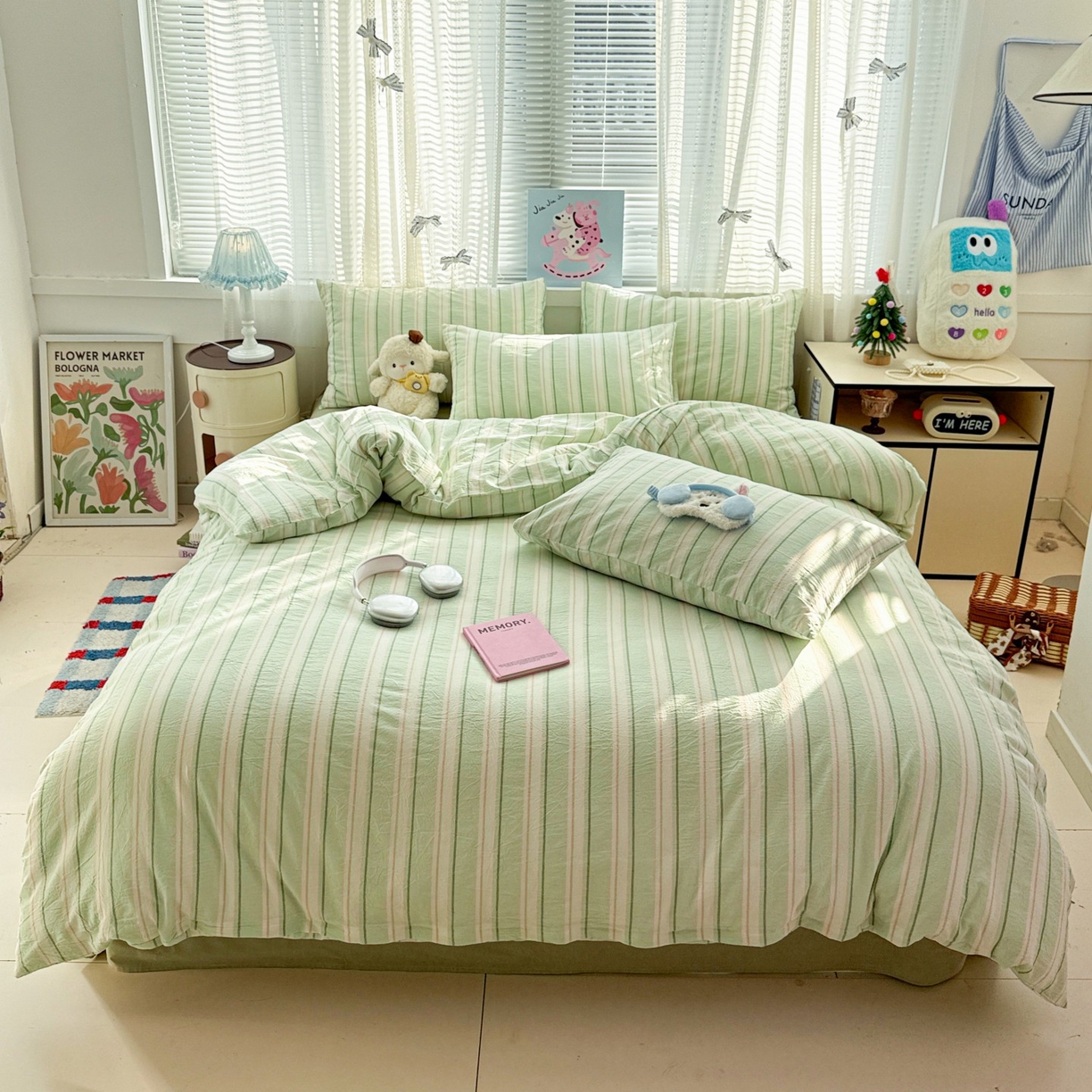 91家纺网 家纺一手货源 找家纺 （总）柠萌家居 2026新款纯棉全棉A类色织水洗棉四件套（可定制尺寸）