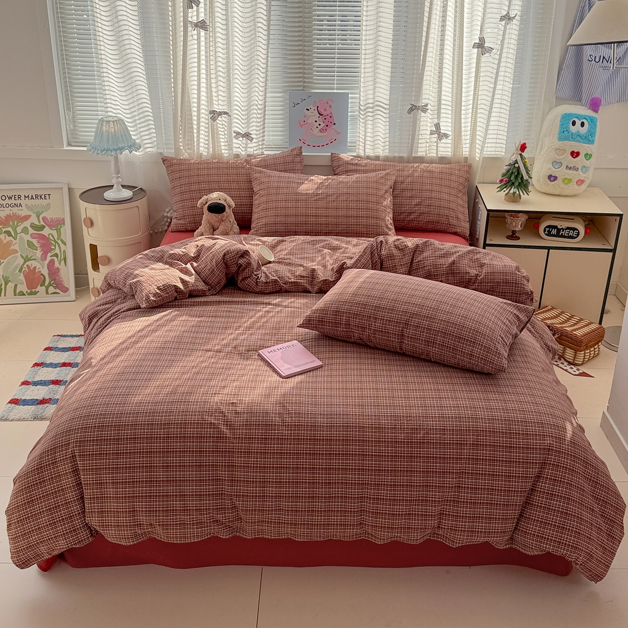 91家纺网 家纺一手货源 找家纺 （总）柠萌家居 2026新款纯棉全棉A类色织水洗棉四件套（可定制尺寸）