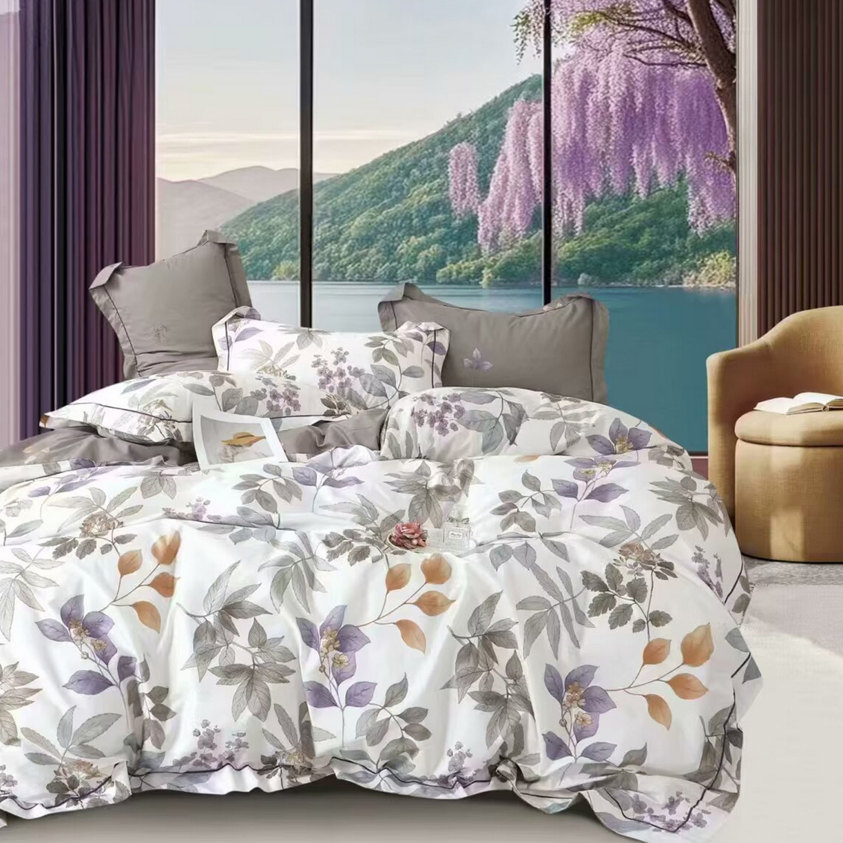 91家纺网 家纺一手货源 找家纺 （总）未来家居 JAMES KELLY （铂金凯丽）2025新款40支13376全棉印染铂金长绒棉四件套-系列6