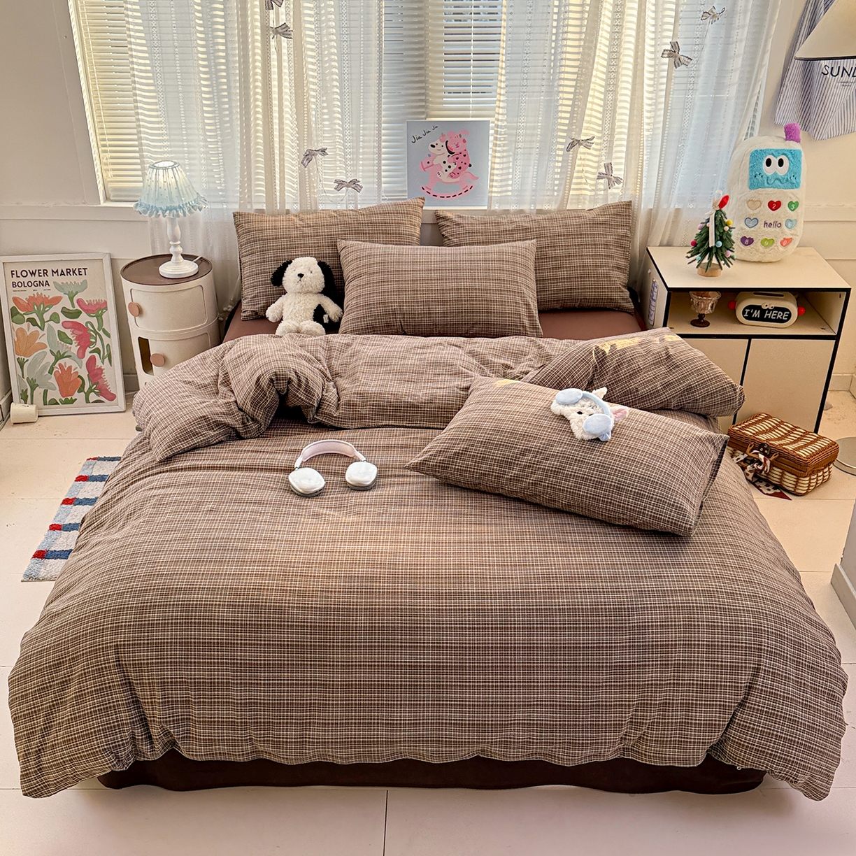 91家纺网 家纺一手货源 找家纺 （总）柠萌家居 2026新款纯棉全棉A类色织水洗棉四件套（可定制尺寸）