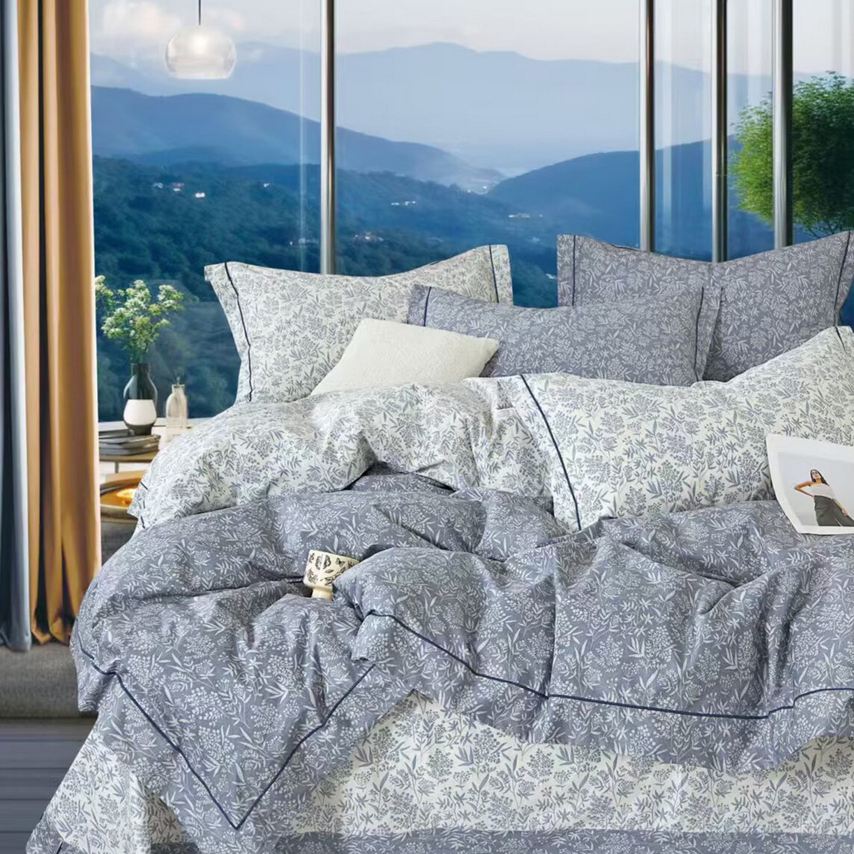 91家纺网 家纺一手货源 找家纺 （总）未来家居 JAMES KELLY （铂金凯丽）2025新款40支13376全棉印染铂金长绒棉四件套-系列6