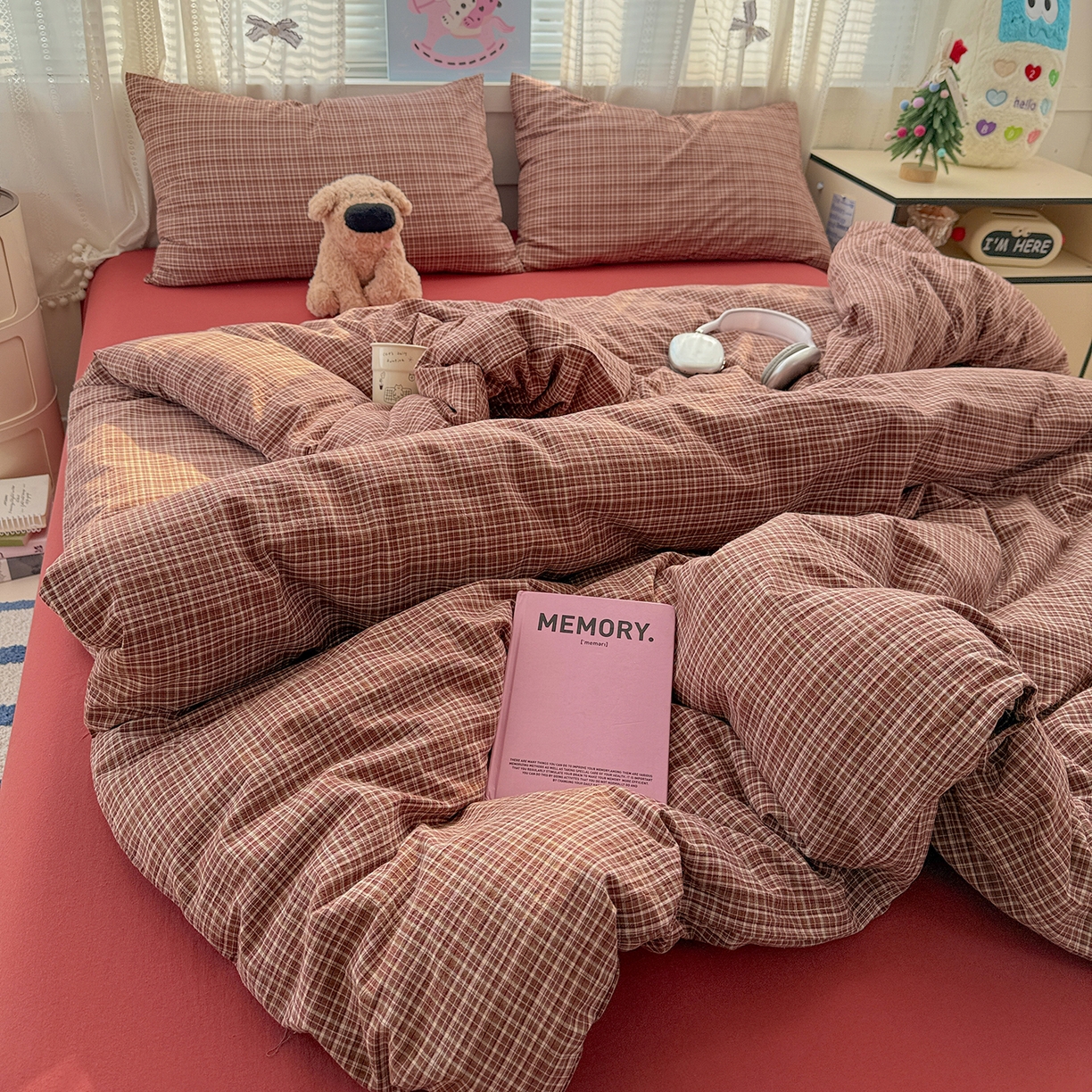 91家纺网 家纺一手货源 找家纺 柠萌家居 2026新款纯棉全棉A类色织水洗棉四件套（可定制尺寸） 苏格兰-红