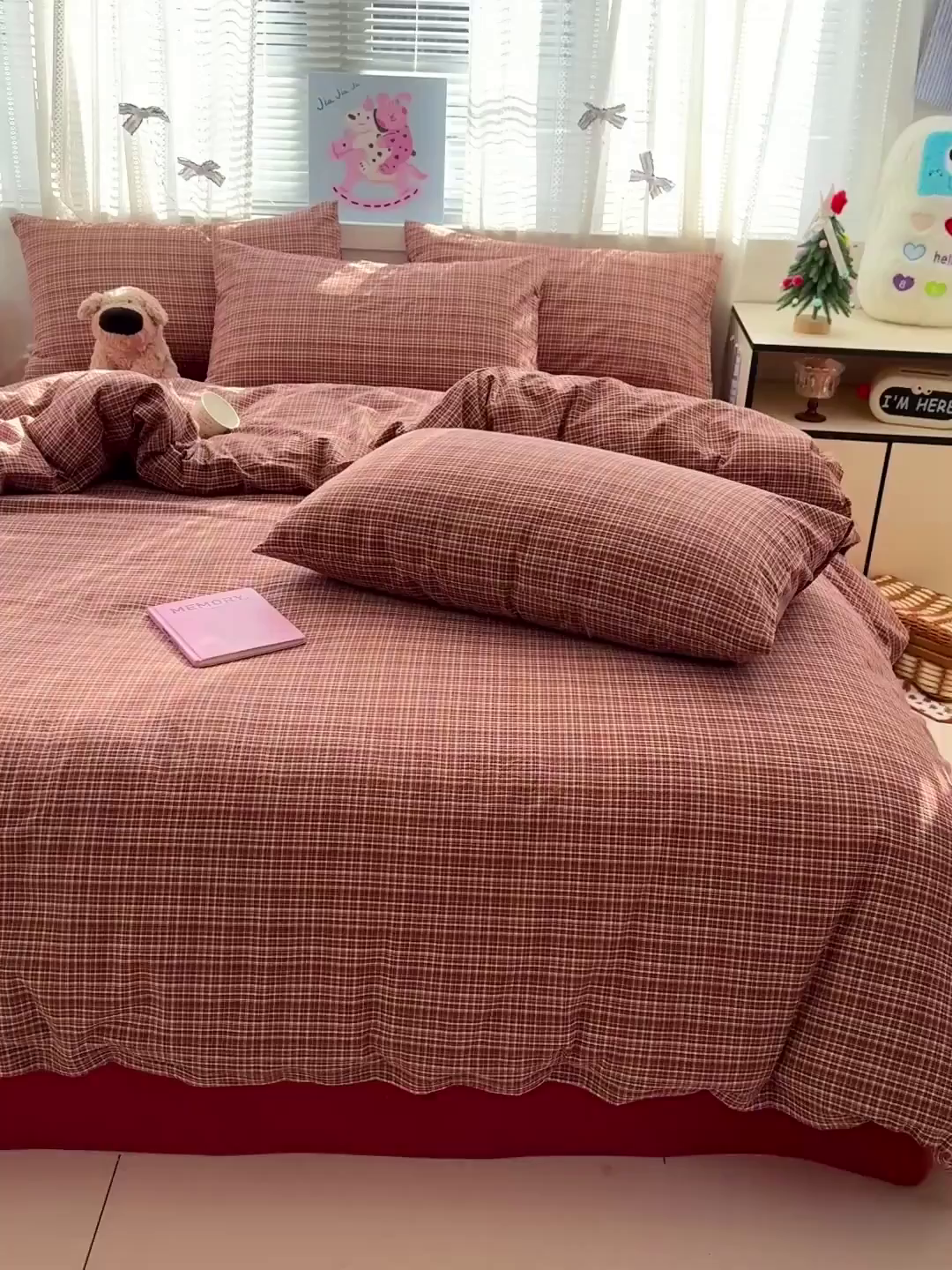 91家纺网 家纺一手货源 找家纺 柠萌家居 2026新款纯棉全棉A类色织水洗棉四件套（可定制尺寸） 苏格兰-红