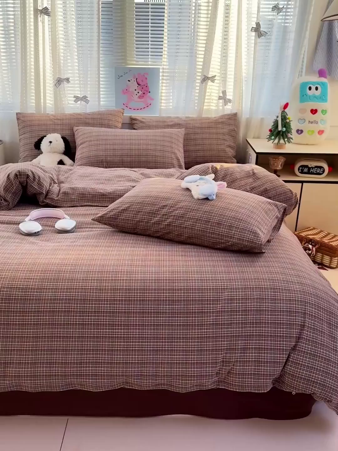 91家纺网 家纺一手货源 找家纺 柠萌家居 2026新款纯棉全棉A类色织水洗棉四件套（可定制尺寸） 苏格兰-咖