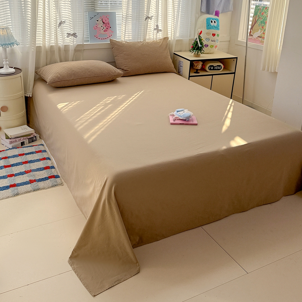 91家纺网 家纺一手货源 找家纺 柠萌家居 2026新款纯棉全棉A类色织水洗棉四件套（可定制尺寸） 苏格兰-卡其