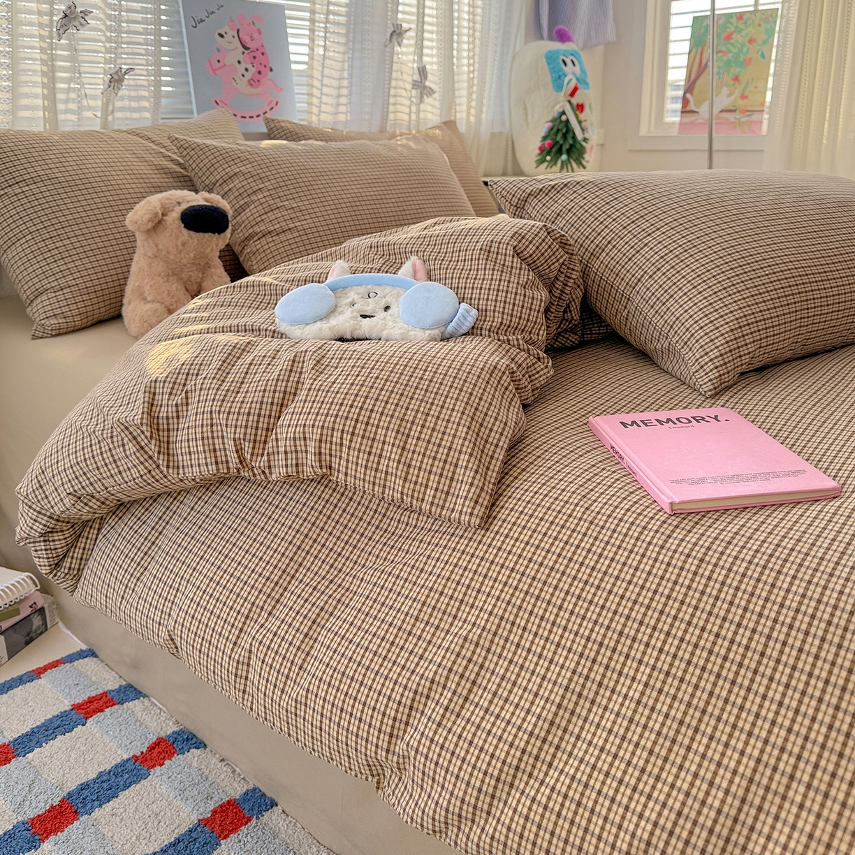 91家纺网 家纺一手货源 找家纺 柠萌家居 2026新款纯棉全棉A类色织水洗棉四件套（可定制尺寸） 苏格兰-卡其