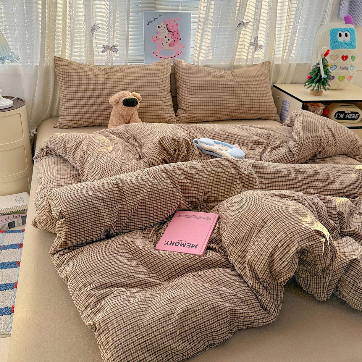 91家纺网 家纺一手货源 找家纺 柠萌家居 2026新款纯棉全棉A类色织水洗棉四件套（可定制尺寸） 苏格兰-卡其