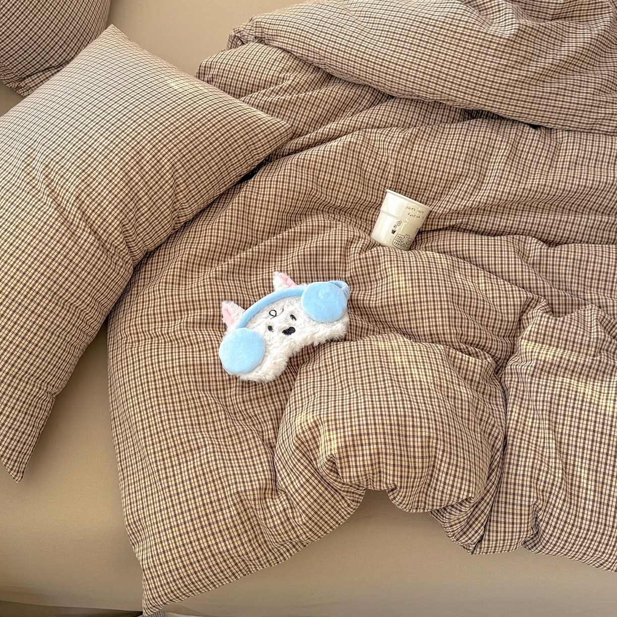 91家纺网 家纺一手货源 找家纺 柠萌家居 2026新款纯棉全棉A类色织水洗棉四件套（可定制尺寸） 苏格兰-卡其