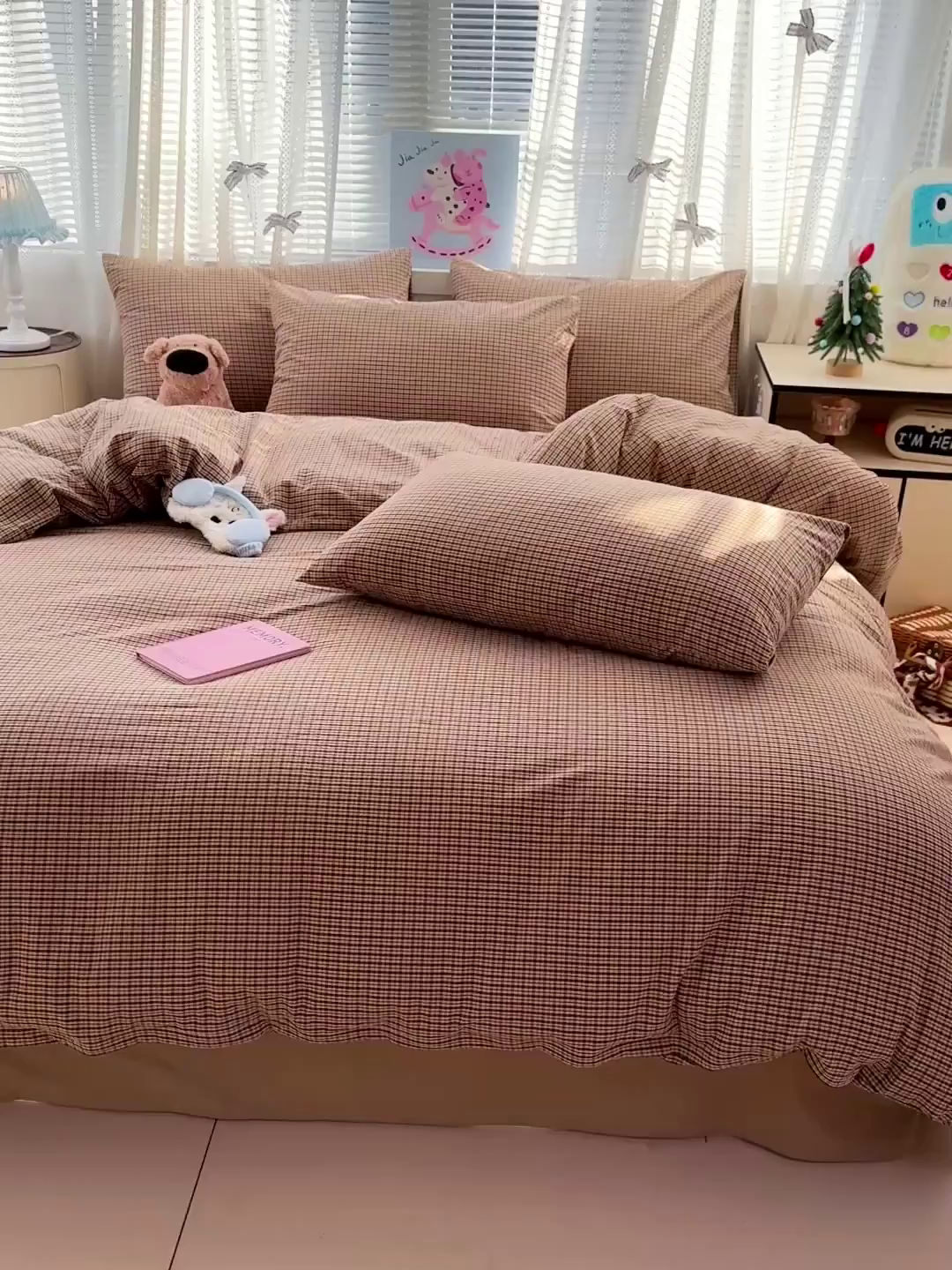 91家纺网 家纺一手货源 找家纺 柠萌家居 2026新款纯棉全棉A类色织水洗棉四件套（可定制尺寸） 苏格兰-卡其