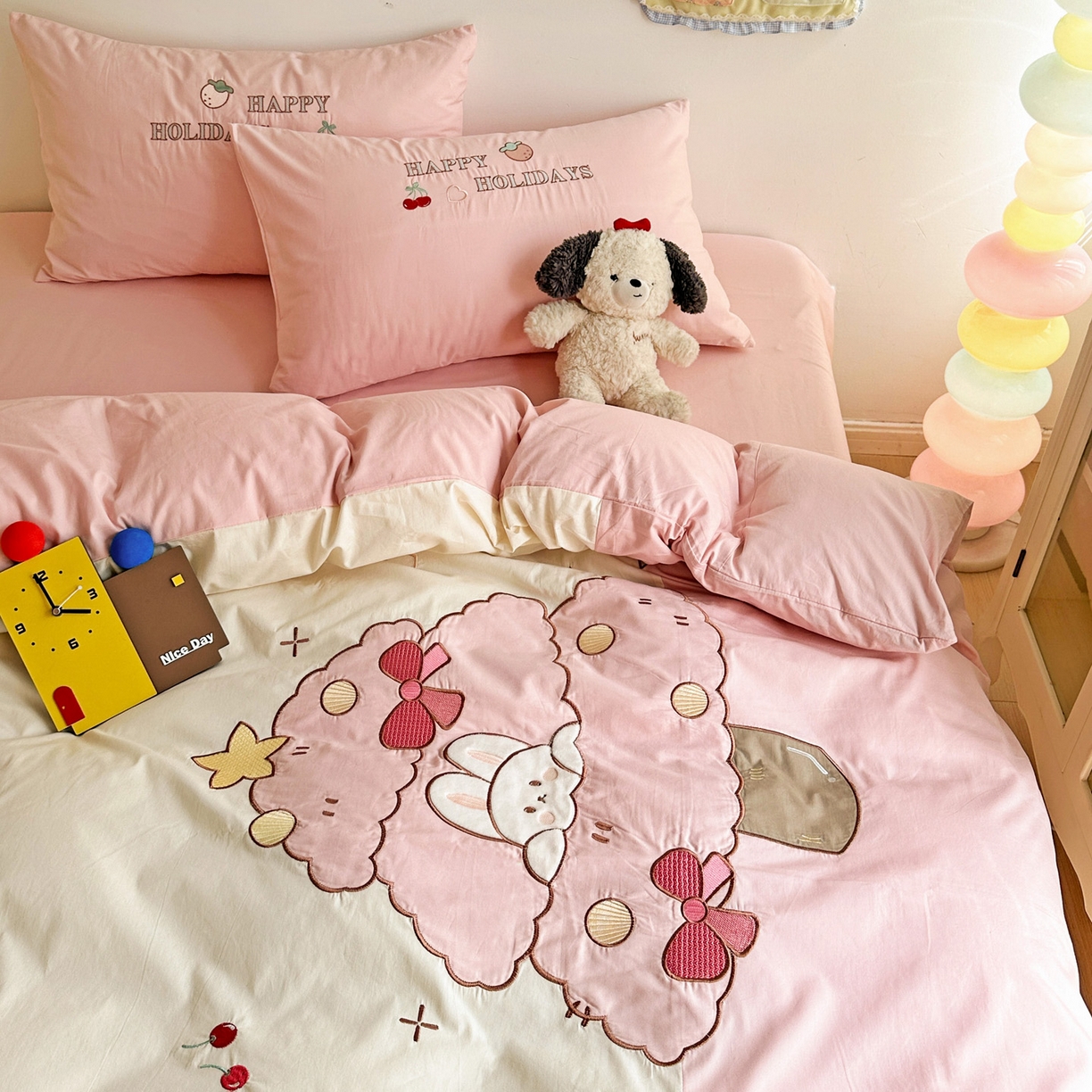 91家纺网 家纺一手货源 找家纺 （总）暖意家纺 2026新款全棉A类母婴级60支水洗棉贴布绣三四件套