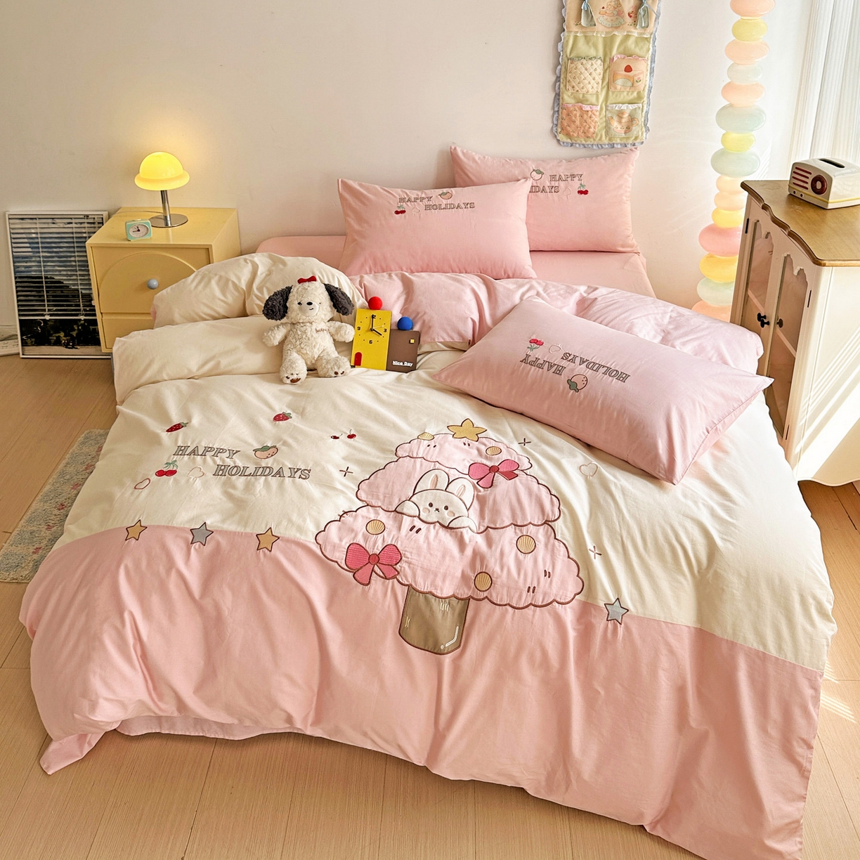 91家纺网 家纺一手货源 找家纺 （总）暖意家纺 2026新款全棉A类母婴级60支水洗棉贴布绣三四件套