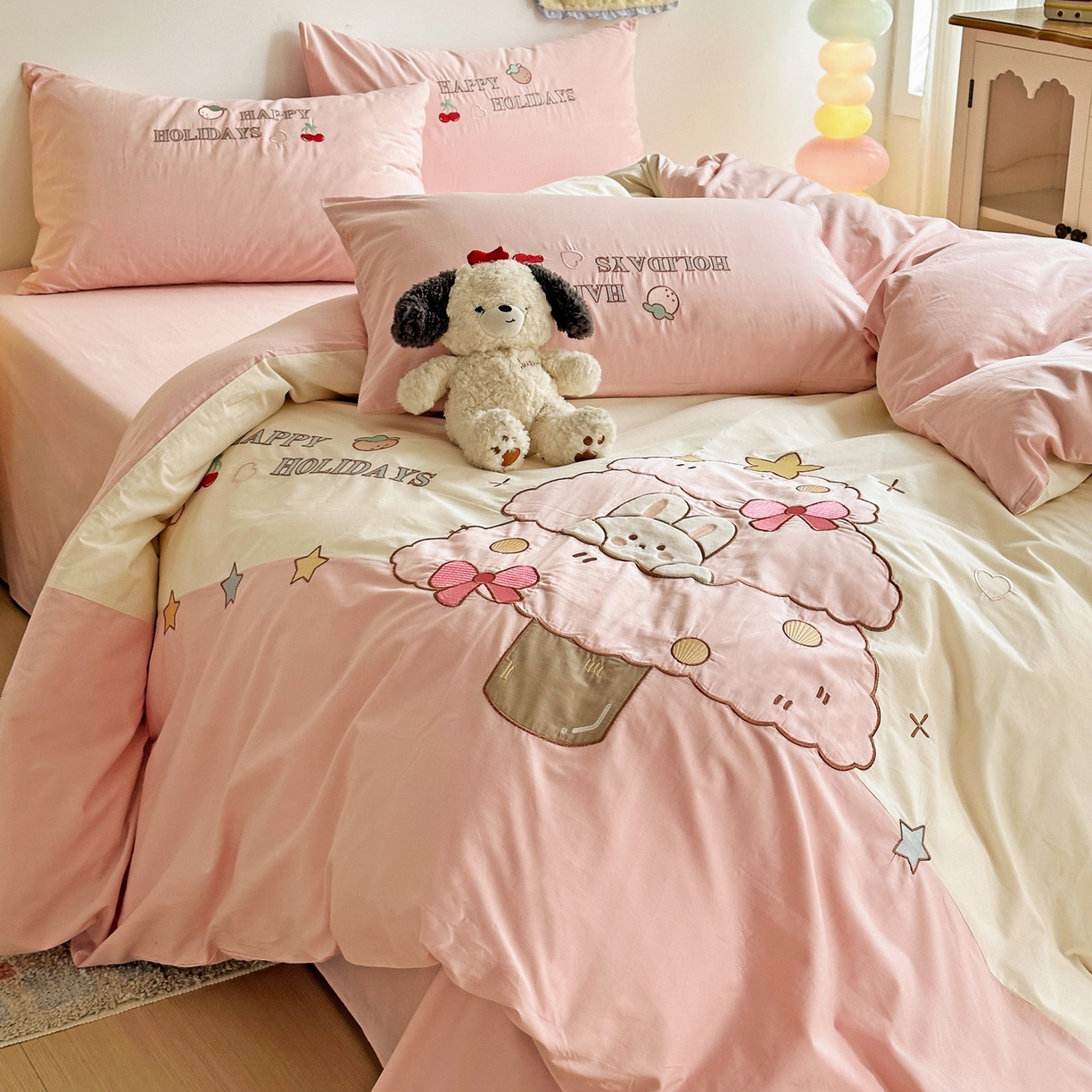 91家纺网 家纺一手货源 找家纺 （总）暖意家纺 2026新款全棉A类母婴级60支水洗棉贴布绣三四件套