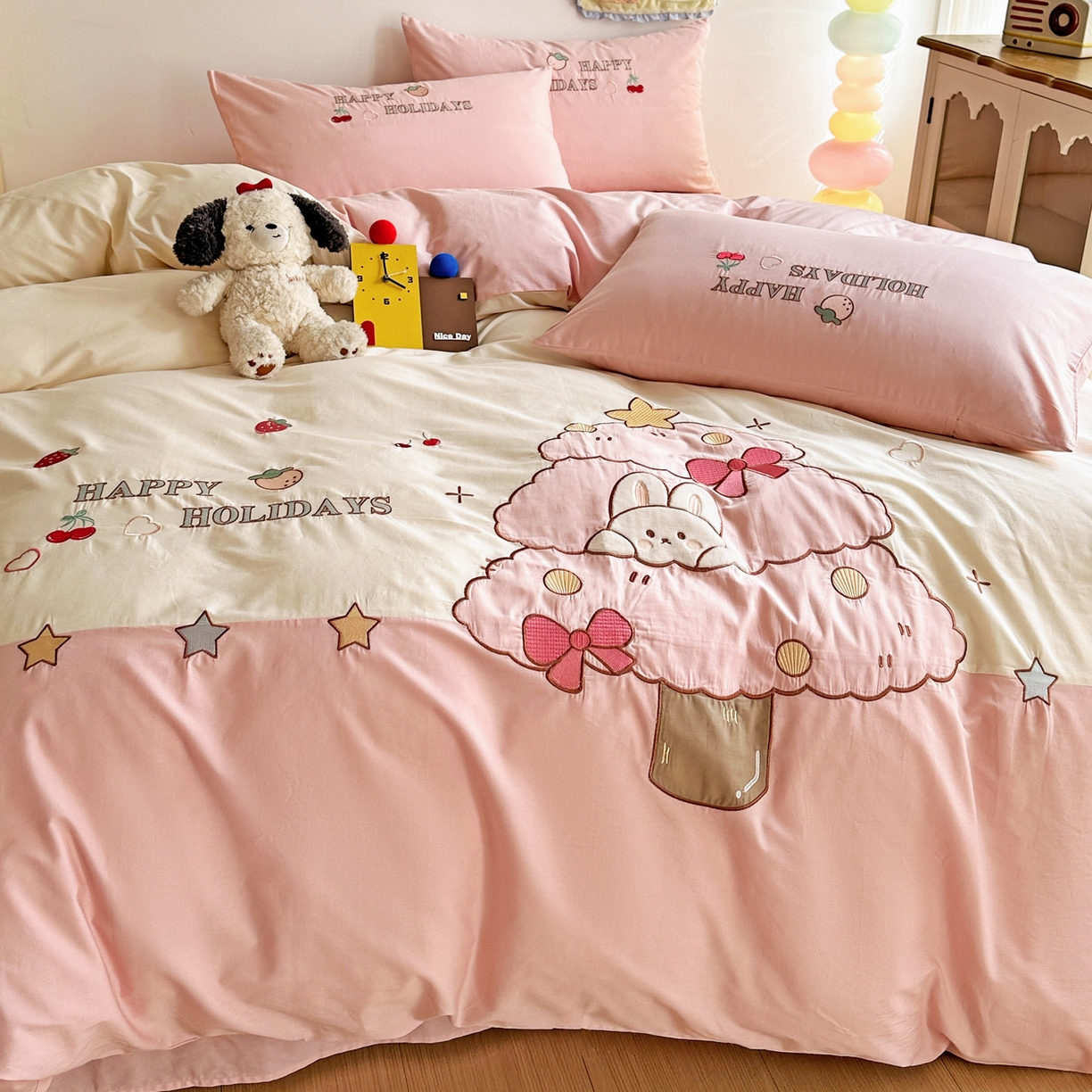 91家纺网 家纺一手货源 找家纺 （总）暖意家纺 2026新款全棉A类母婴级60支水洗棉贴布绣三四件套