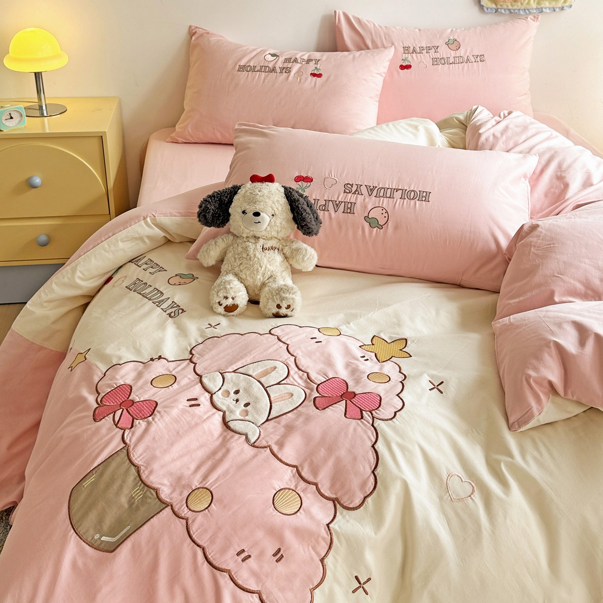 91家纺网 家纺一手货源 找家纺 （总）暖意家纺 2026新款全棉A类母婴级60支水洗棉贴布绣三四件套