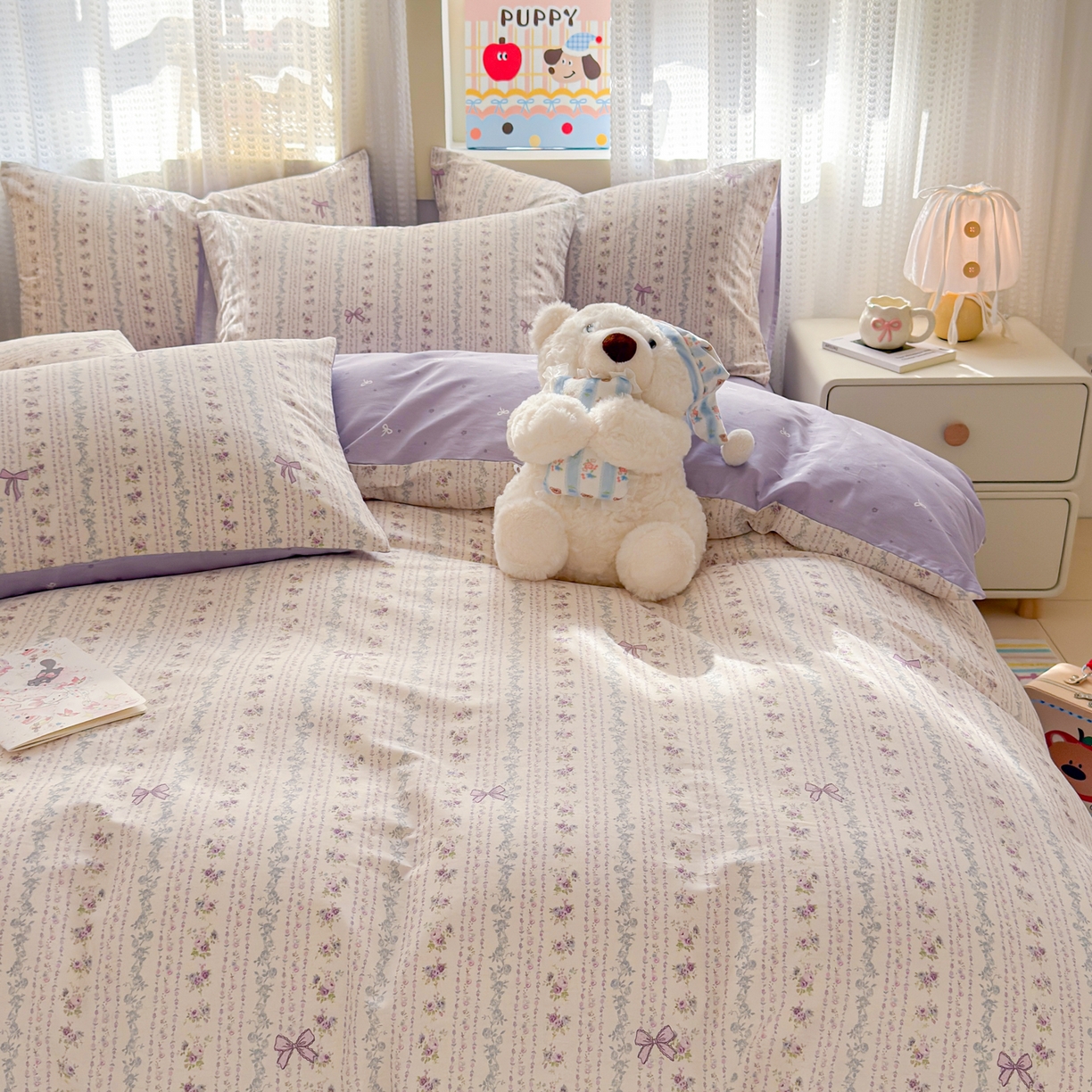 91家纺网 家纺一手货源 找家纺 （总）呗旺鹿 2026新款全棉40支12868田园卡通小清新系列四件套