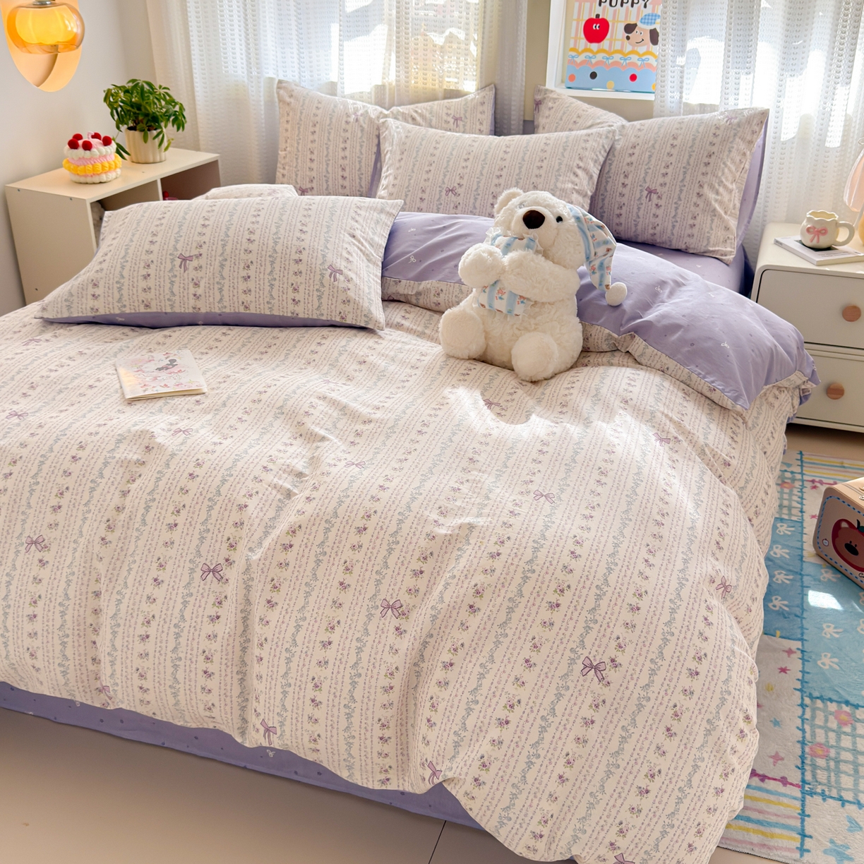 91家纺网 家纺一手货源 找家纺 （总）呗旺鹿 2026新款全棉40支12868田园卡通小清新系列四件套