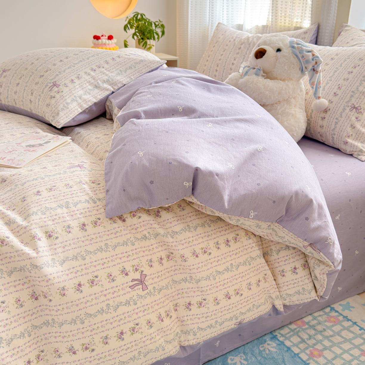 91家纺网 家纺一手货源 找家纺 （总）呗旺鹿 2026新款全棉40支12868田园卡通小清新系列四件套