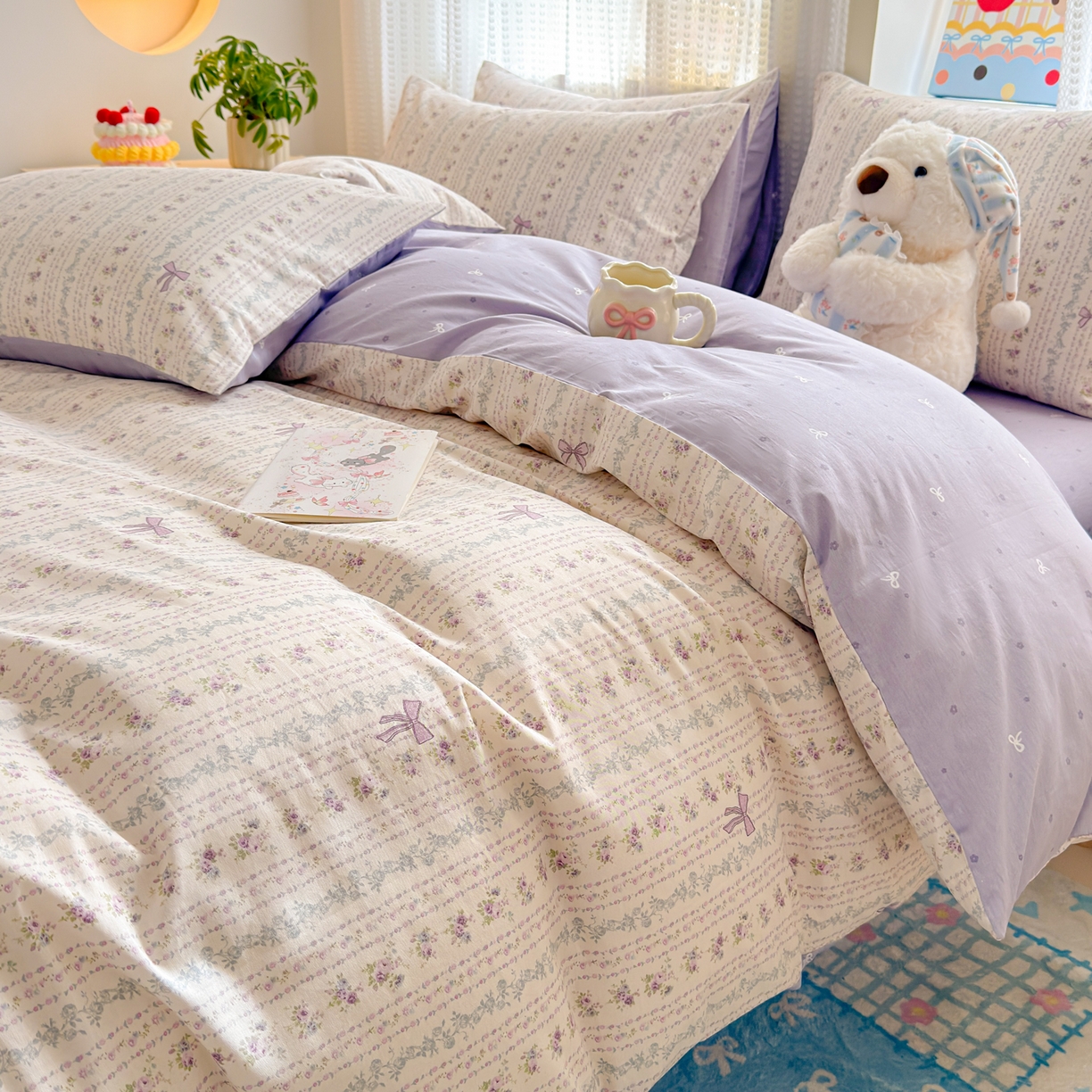 91家纺网 家纺一手货源 找家纺 （总）呗旺鹿 2026新款全棉40支12868田园卡通小清新系列四件套