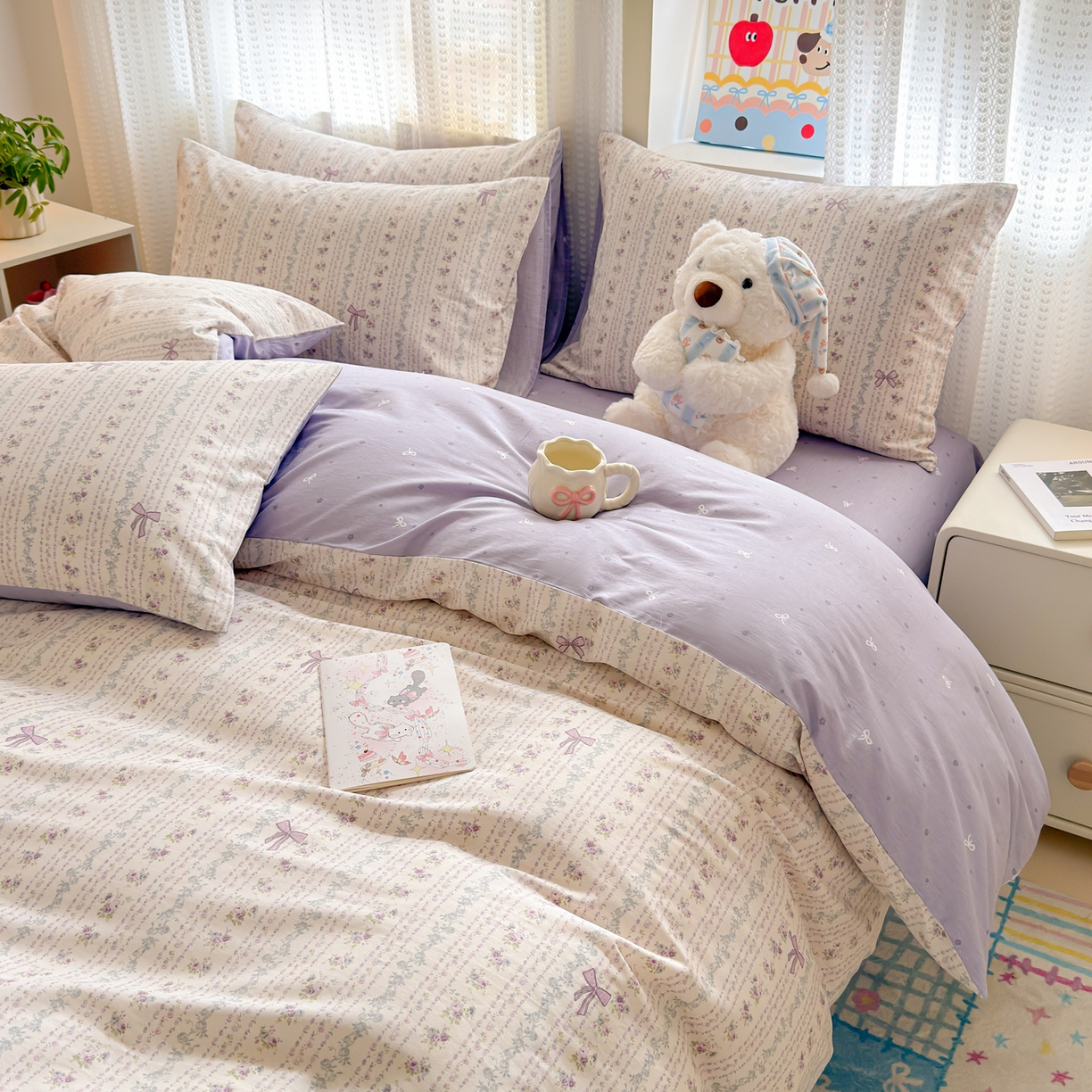 91家纺网 家纺一手货源 找家纺 （总）呗旺鹿 2026新款全棉40支12868田园卡通小清新系列四件套