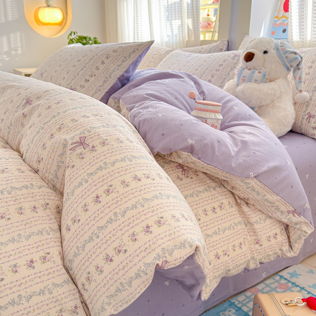 91家纺网 家纺一手货源 找家纺 （总）呗旺鹿 2026新款全棉40支12868田园卡通小清新系列四件套