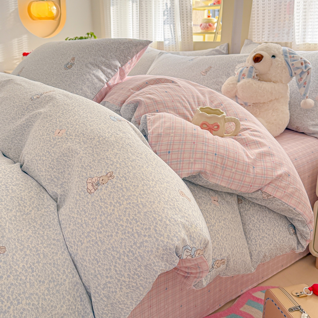 91家纺网 家纺一手货源 找家纺 （总）呗旺鹿 2026新款全棉40支12868田园卡通小清新系列四件套