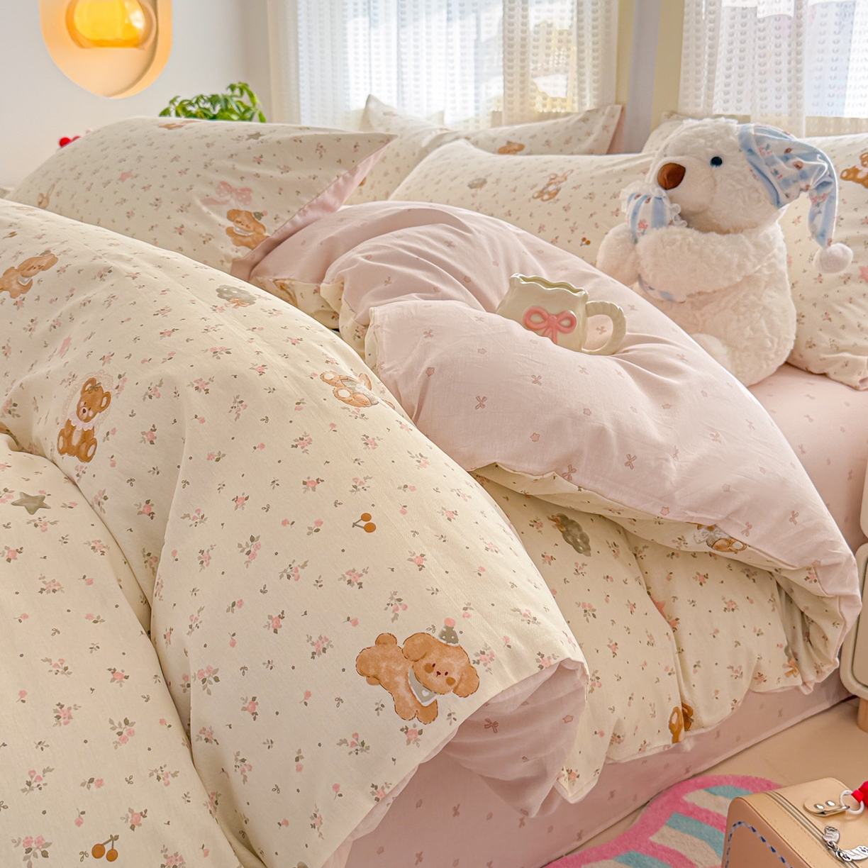 91家纺网 家纺一手货源 找家纺 （总）呗旺鹿 2026新款全棉40支12868田园卡通小清新系列四件套