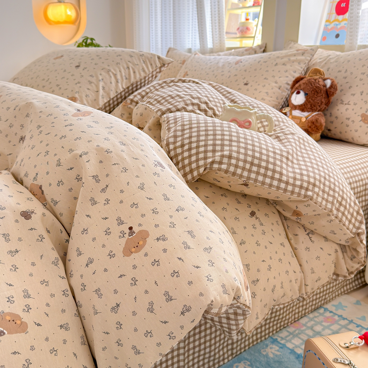 91家纺网 家纺一手货源 找家纺 （总）呗旺鹿 2026新款全棉40支12868田园卡通小清新系列四件套