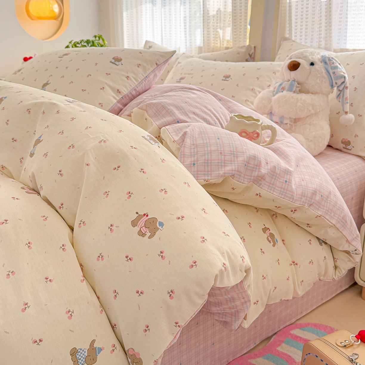 91家纺网 家纺一手货源 找家纺 （总）呗旺鹿 2026新款全棉40支12868田园卡通小清新系列四件套