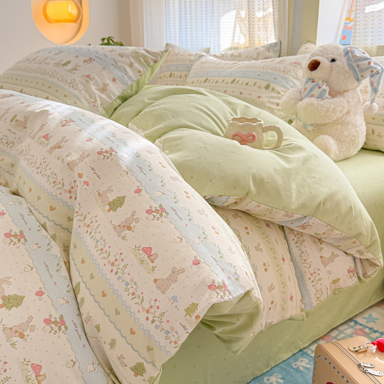 91家纺网 家纺一手货源 找家纺 （总）呗旺鹿 2026新款全棉40支12868田园卡通小清新系列四件套