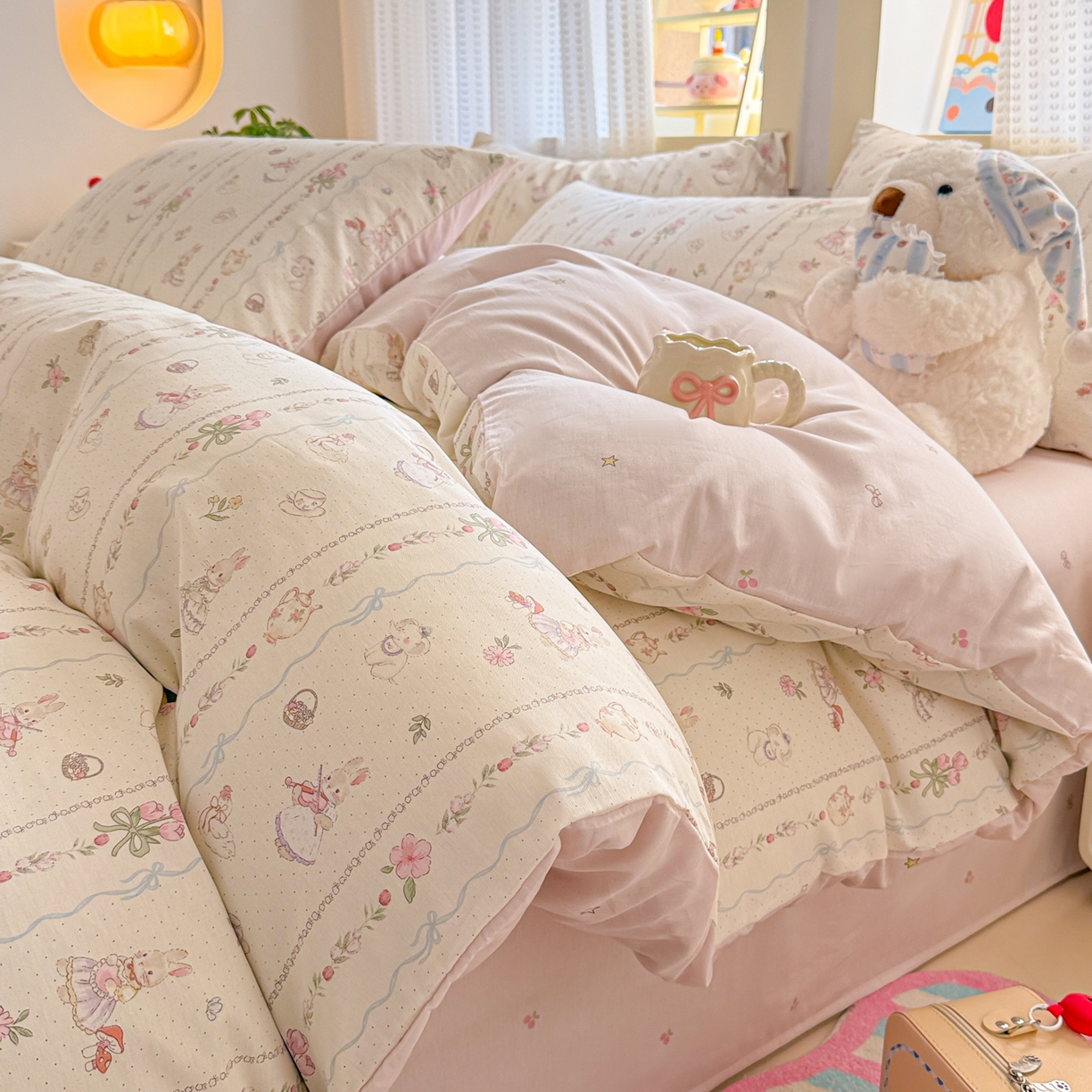 91家纺网 家纺一手货源 找家纺 （总）呗旺鹿 2026新款全棉40支12868田园卡通小清新系列四件套