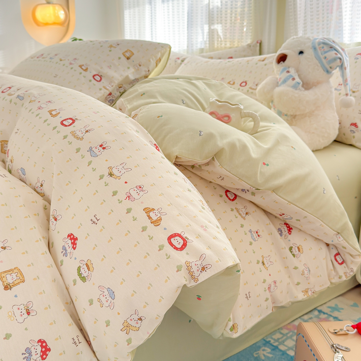 91家纺网 家纺一手货源 找家纺 （总）呗旺鹿 2026新款全棉40支12868田园卡通小清新系列四件套