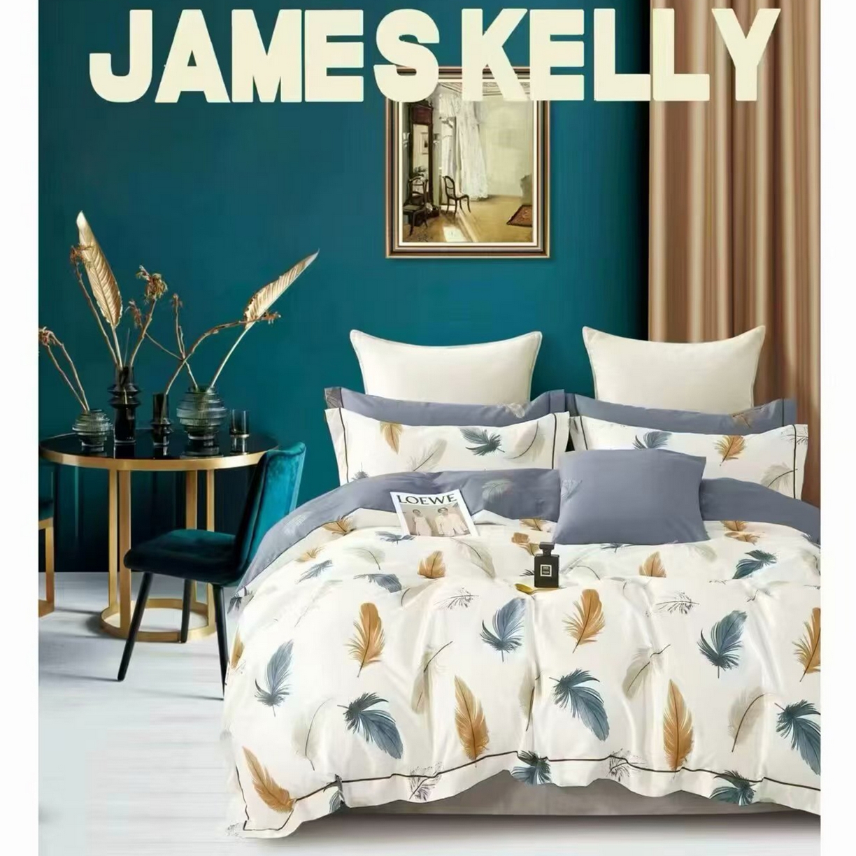 91家纺网 家纺一手货源 找家纺 （总2）未来家居 JAMES KELLY （铂金凯丽）2026新款40支13376全棉印染铂金长绒棉四件套-系列9