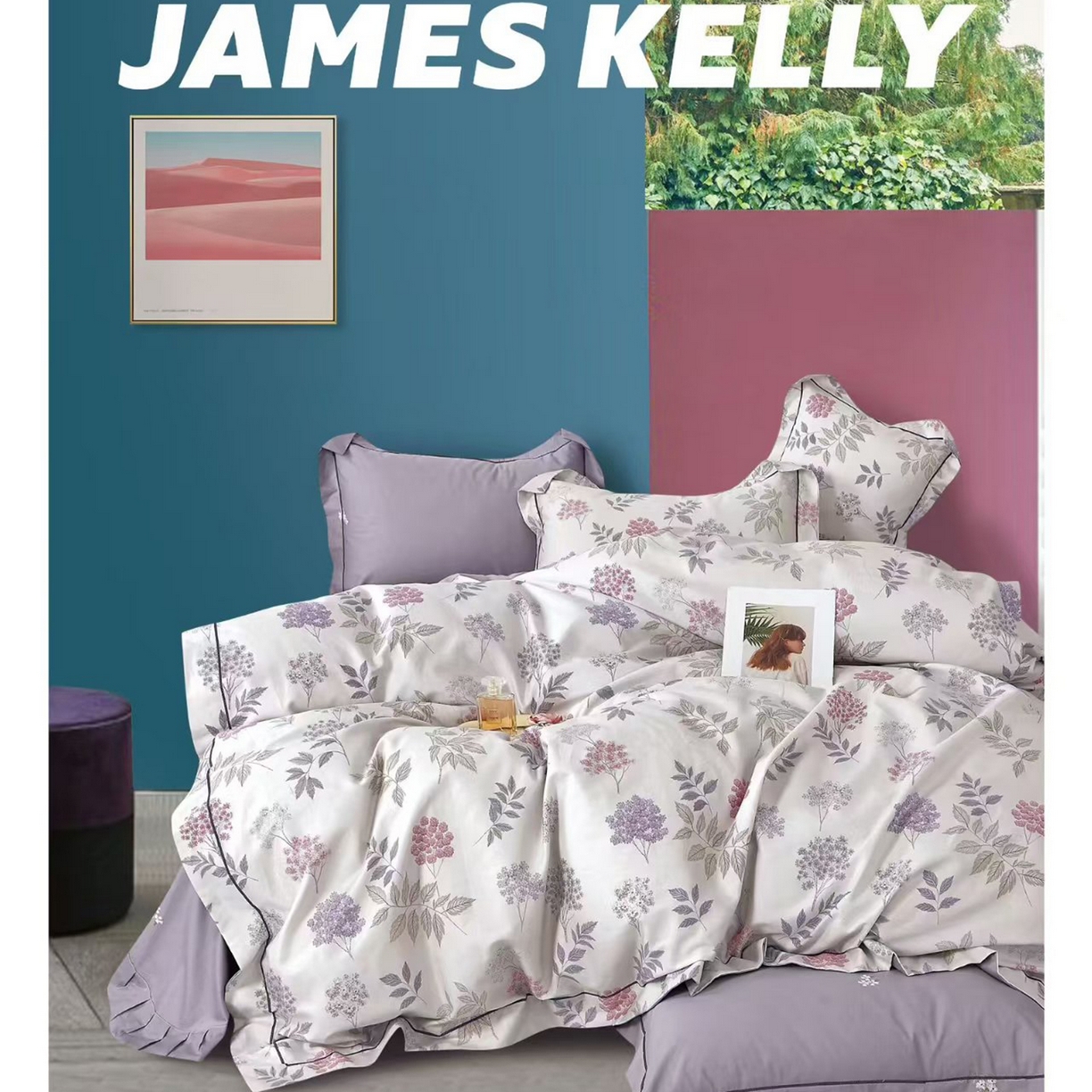 91家纺网 家纺一手货源 找家纺 （总2）未来家居 JAMES KELLY （铂金凯丽）2026新款40支13376全棉印染铂金长绒棉四件套-系列9