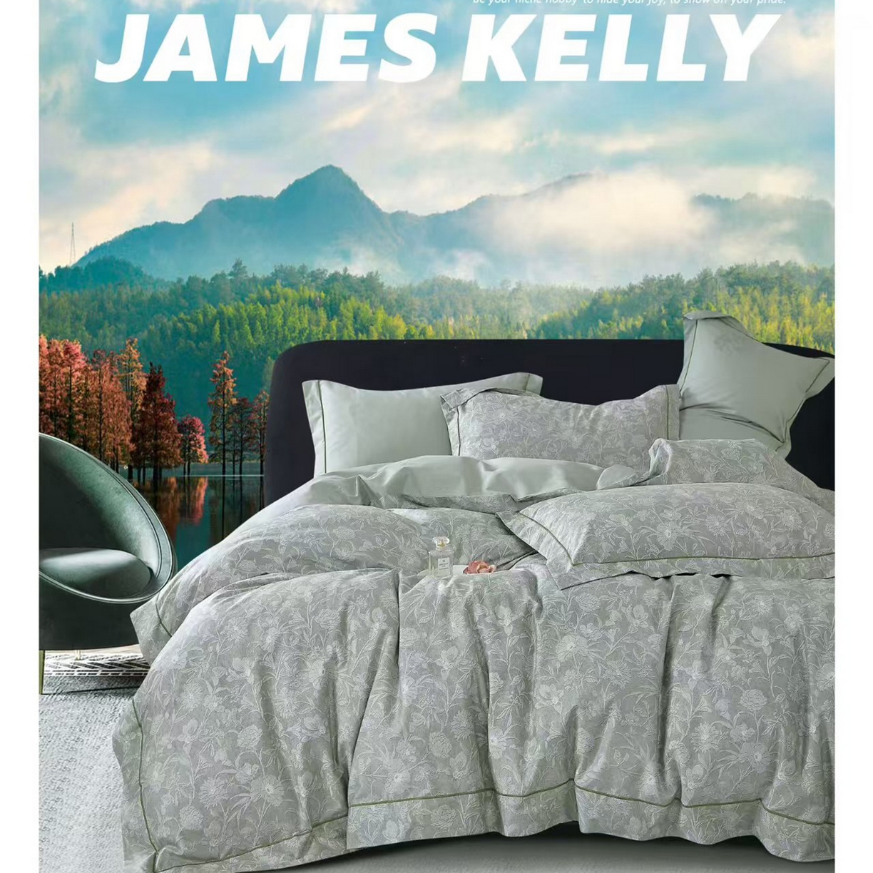 91家纺网 家纺一手货源 找家纺 （总2）未来家居 JAMES KELLY （铂金凯丽）2026新款40支13376全棉印染铂金长绒棉四件套-系列9