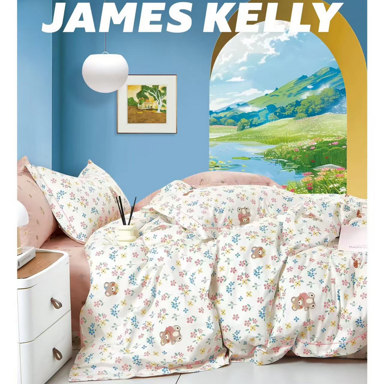 91家纺网 家纺一手货源 找家纺 （总2）未来家居 JAMES KELLY （铂金凯丽）2026新款40支13376全棉印染铂金长绒棉四件套-系列9