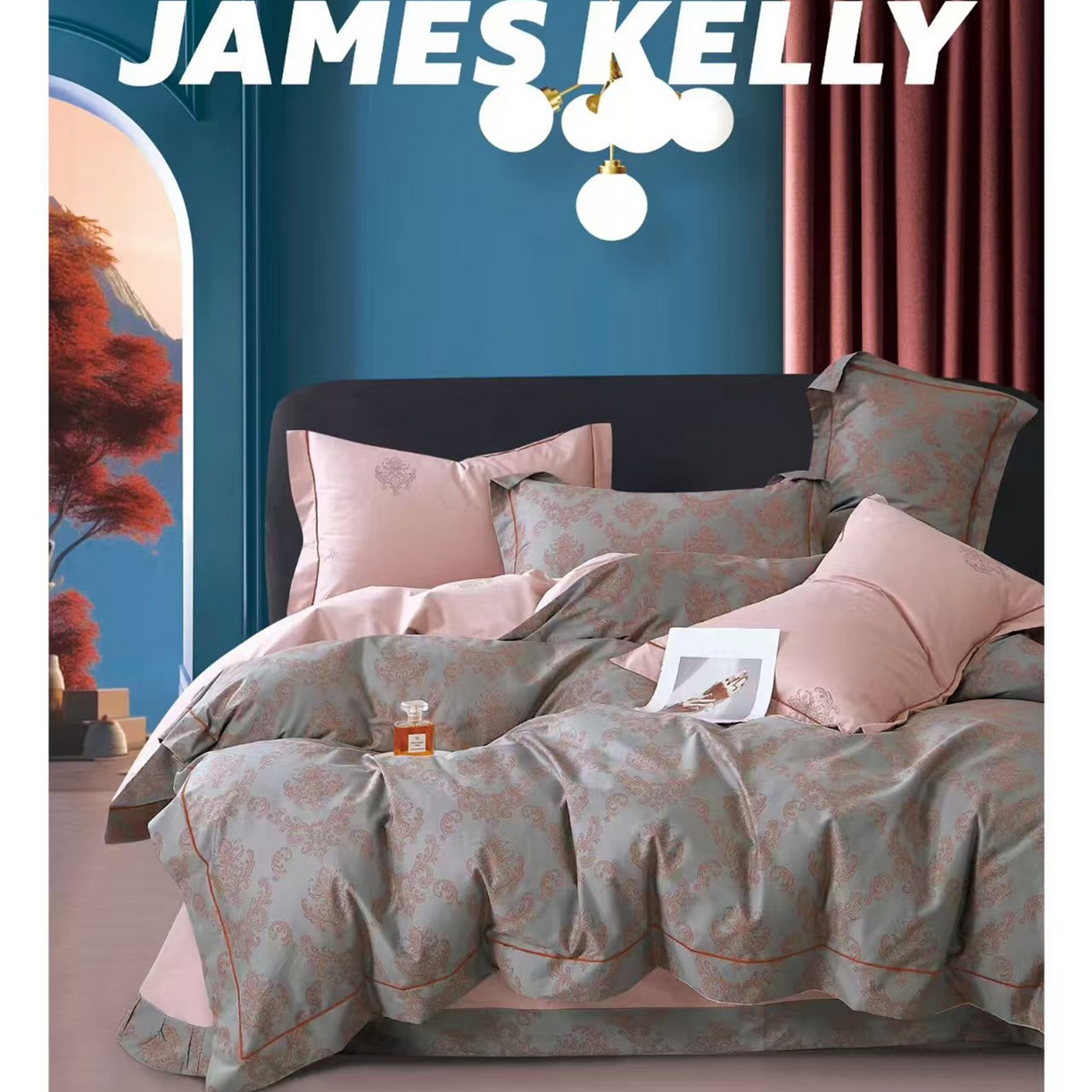 91家纺网 家纺一手货源 找家纺 （总2）未来家居 JAMES KELLY （铂金凯丽）2026新款40支13376全棉印染铂金长绒棉四件套-系列9