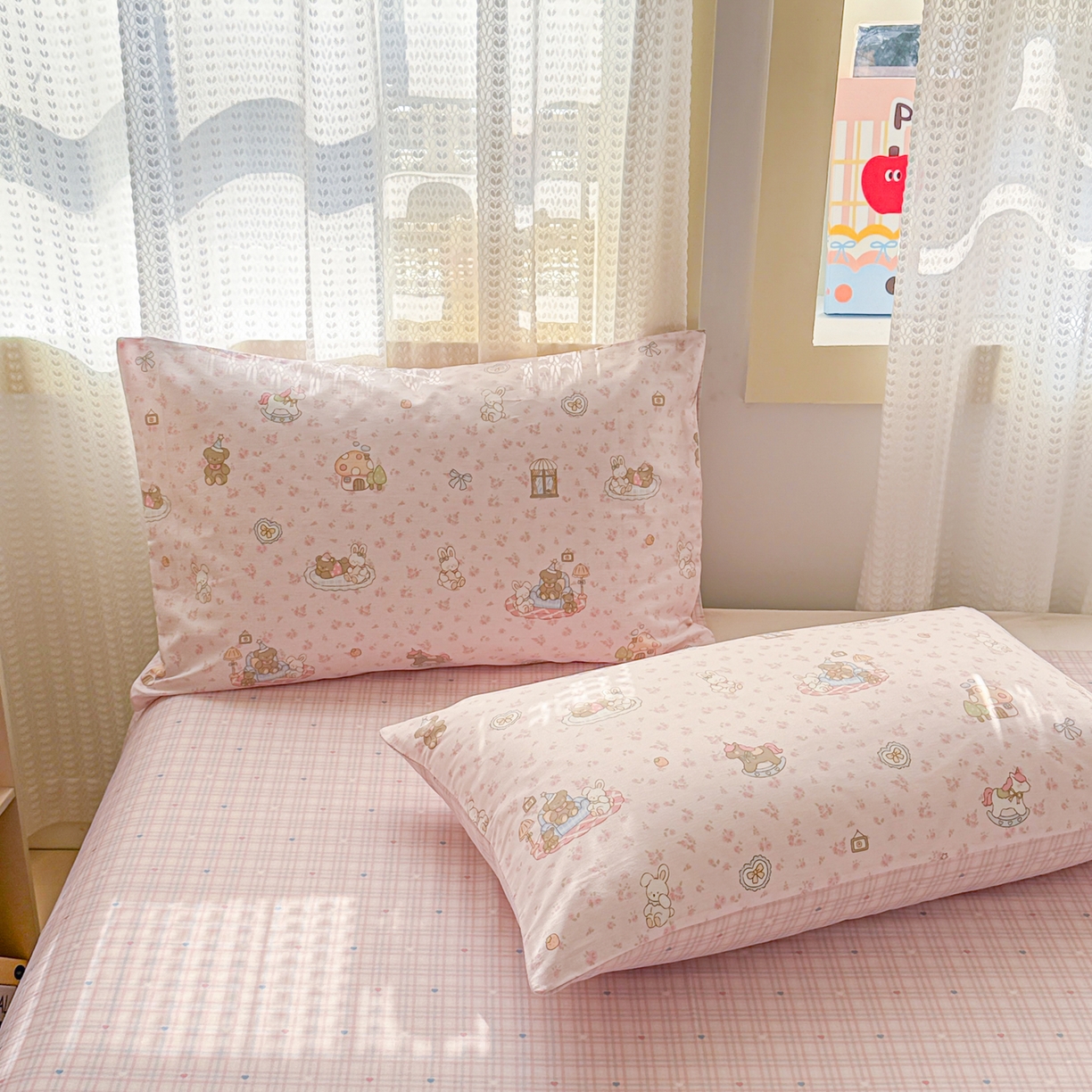 91家纺网 家纺一手货源 找家纺 呗旺鹿 2026新款全棉40支12868田园卡通小清新系列四件套 童话乐园