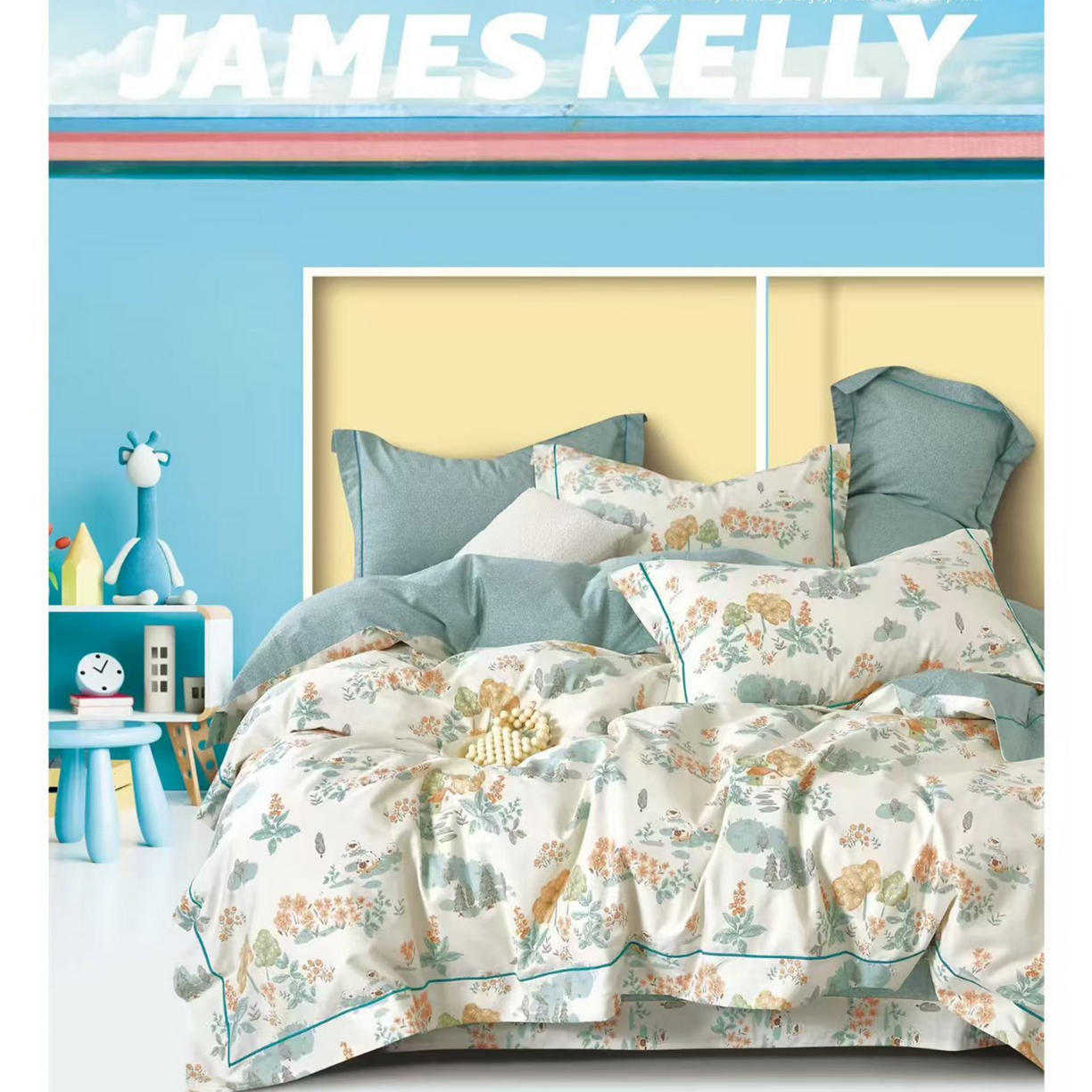 91家纺网 家纺一手货源 找家纺 （总2）未来家居 JAMES KELLY （铂金凯丽）2026新款40支13376全棉印染铂金长绒棉四件套-系列9