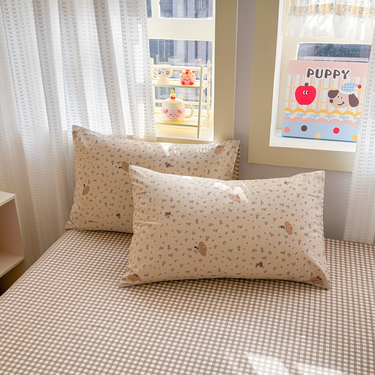 91家纺网 家纺一手货源 找家纺 呗旺鹿 2026新款全棉40支12868田园卡通小清新系列四件套 小熊艺语