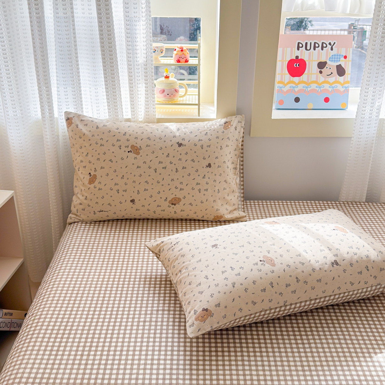 91家纺网 家纺一手货源 找家纺 呗旺鹿 2026新款全棉40支12868田园卡通小清新系列四件套 小熊艺语