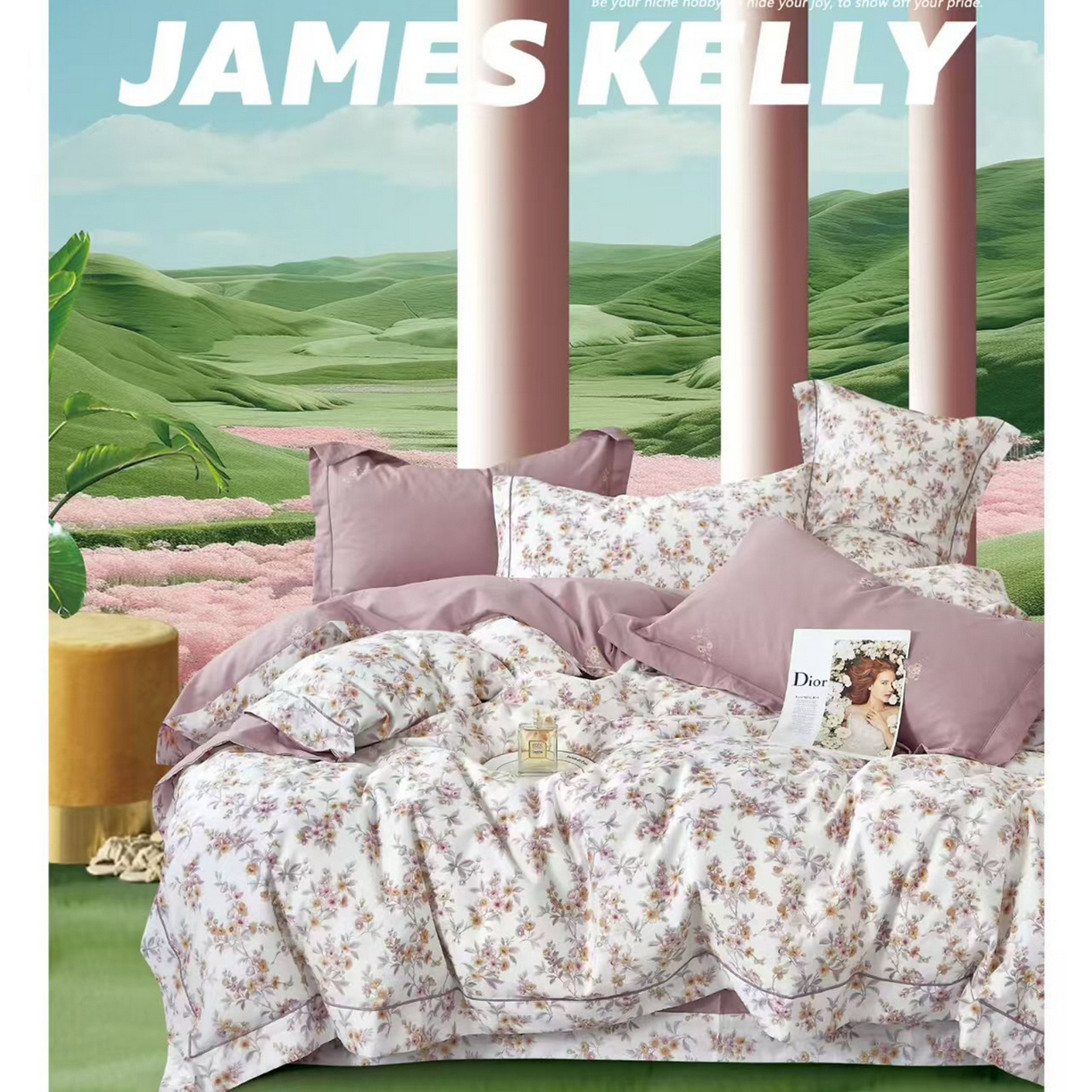 91家纺网 家纺一手货源 找家纺 （总2）未来家居 JAMES KELLY （铂金凯丽）2026新款40支13376全棉印染铂金长绒棉四件套-系列9