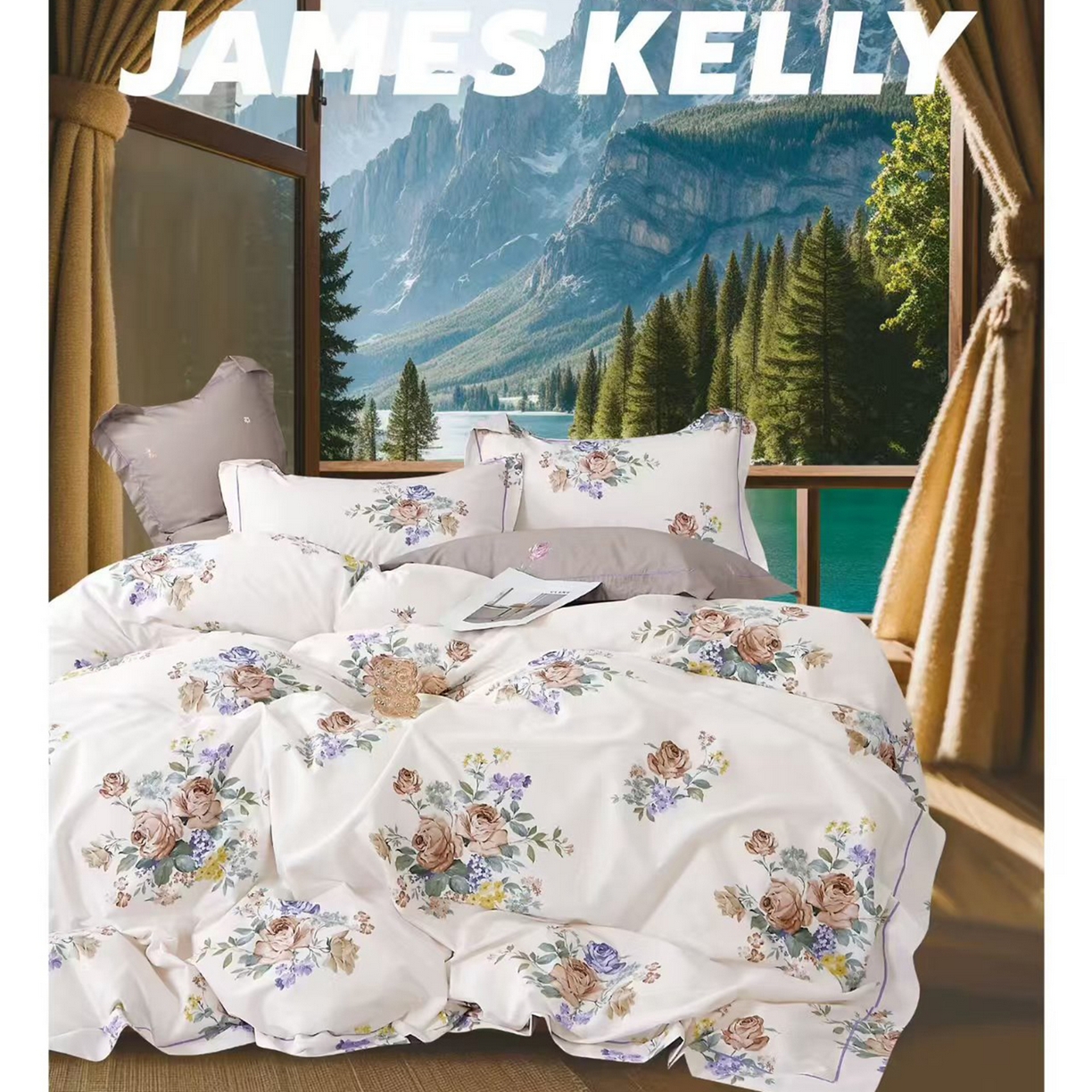 91家纺网 家纺一手货源 找家纺 （总2）未来家居 JAMES KELLY （铂金凯丽）2026新款40支13376全棉印染铂金长绒棉四件套-系列9