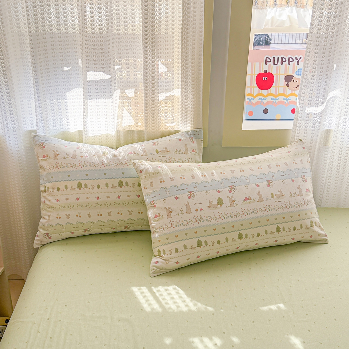 91家纺网 家纺一手货源 找家纺 呗旺鹿 2026新款全棉40支12868田园卡通小清新系列四件套 H萝卜兔