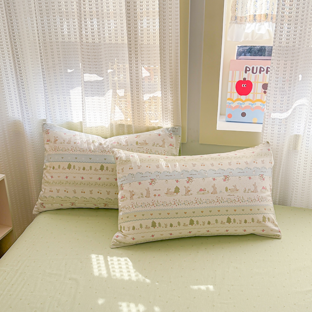 91家纺网 家纺一手货源 找家纺 呗旺鹿 2026新款全棉40支12868田园卡通小清新系列四件套 H萝卜兔