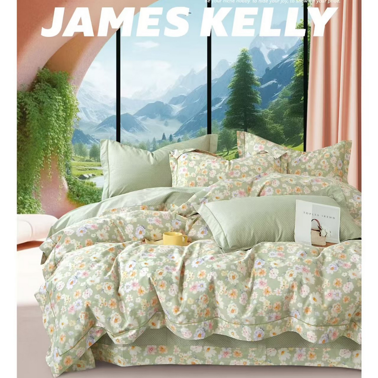 91家纺网 家纺一手货源 找家纺 （总2）未来家居 JAMES KELLY （铂金凯丽）2026新款40支13376全棉印染铂金长绒棉四件套-系列9